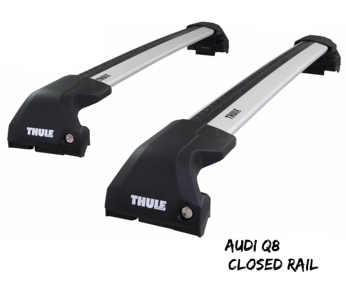 WingBar Edge (silver) Aluminium Roof Bar Set for Audi Q8 2019-26 Flush (closed) Rails