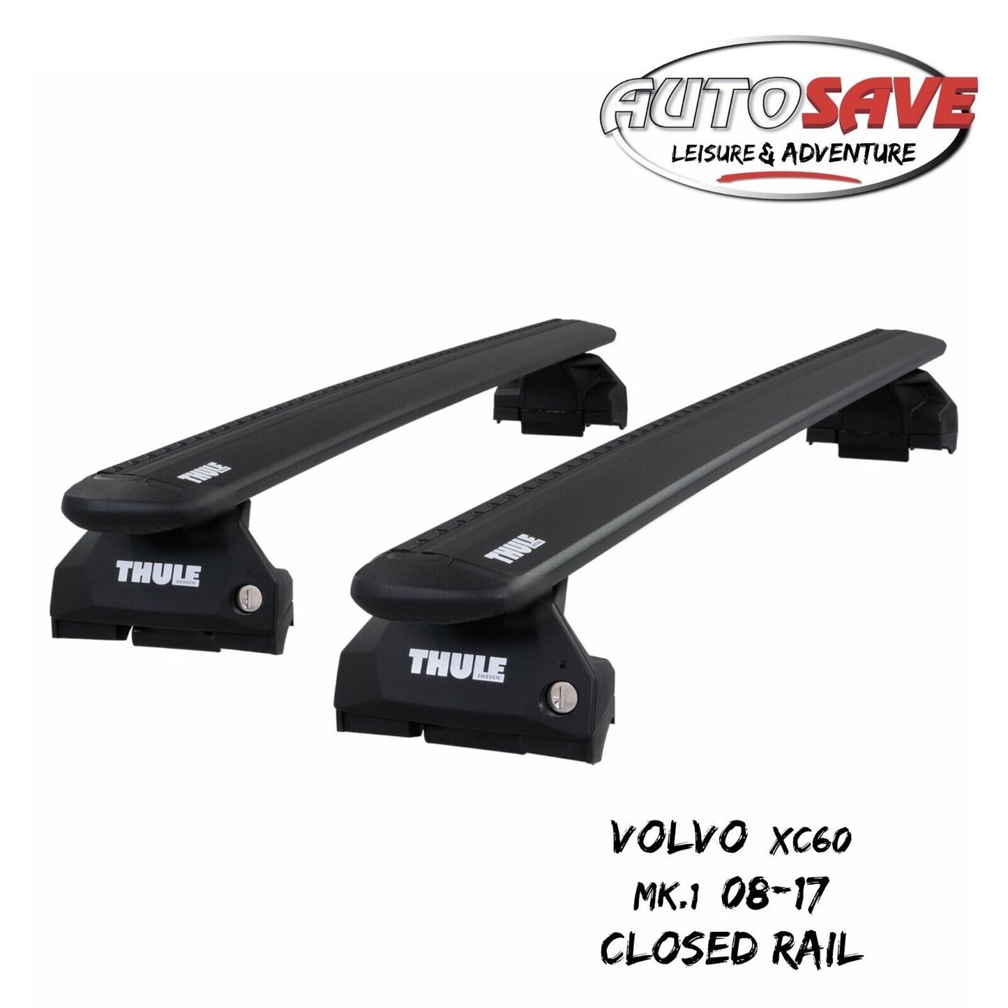 Thule Alu WingBar Evo Black Roof Bars to fit Volvo XC60 Mk.1 08-17 Closed Rail