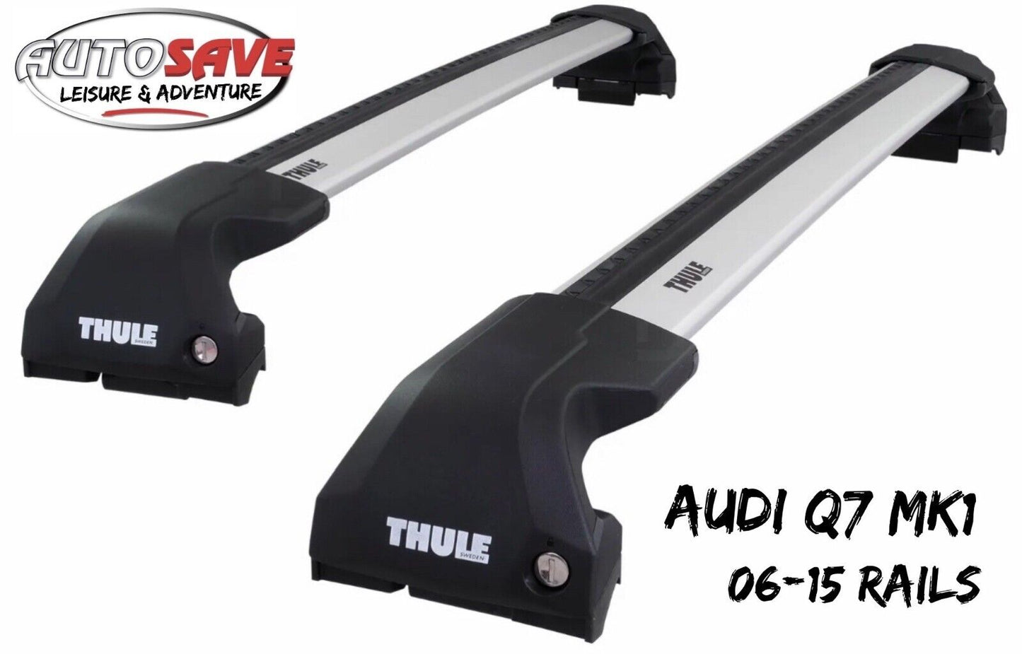 Thule WingBar Edge Silver Aluminium Roof Bars Set for Audi Q7 Mk.1 06-15 Rails
