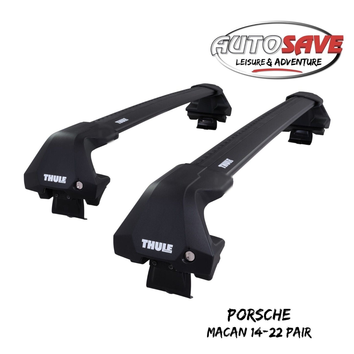 Thule WingBar Edge Black Aluminium Roof Bars Set to fit Porsche Macan 14-22 Pair