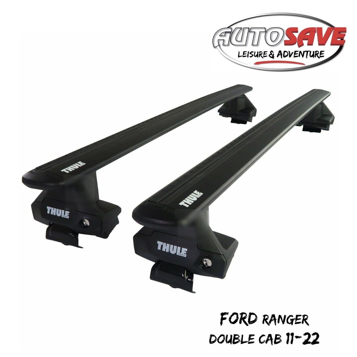Thule Aluminium WingBar Evo Black Roof Bars to fit Ford Ranger Double Cab 11-22