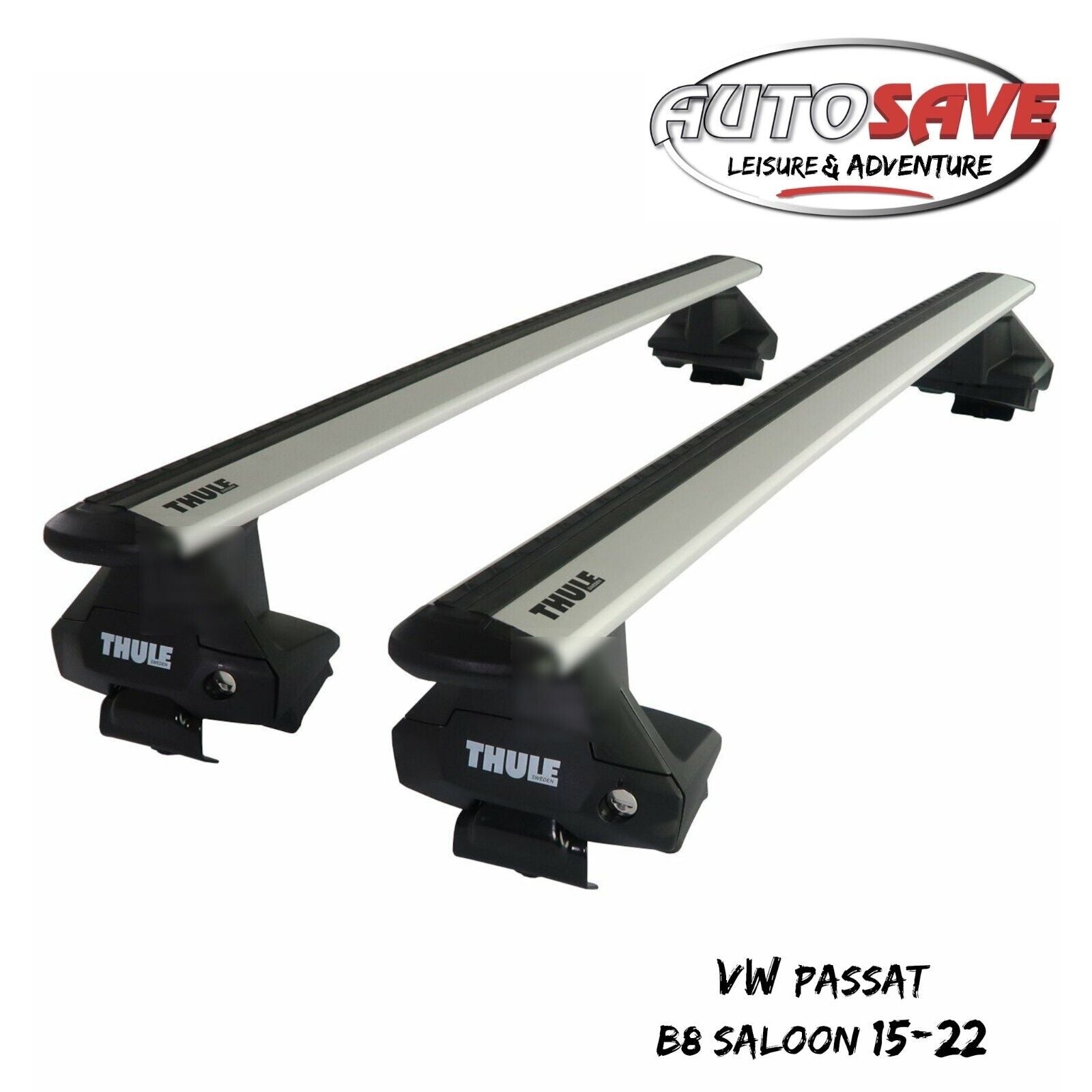 Thule Aluminium WingBar Evo Silver Roof Bar Set to fit VW Passat B8 Saloon 15 22