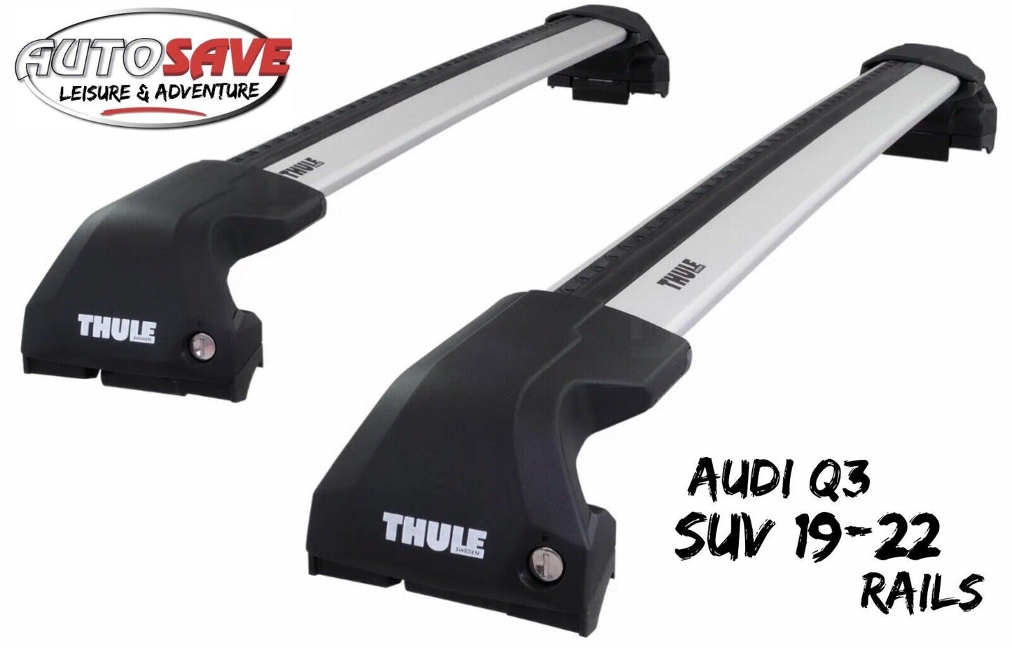 Thule WingBar Edge Silver Aluminium Roof Bars Set to fit Audi Q3 SUV 19-22 Rails