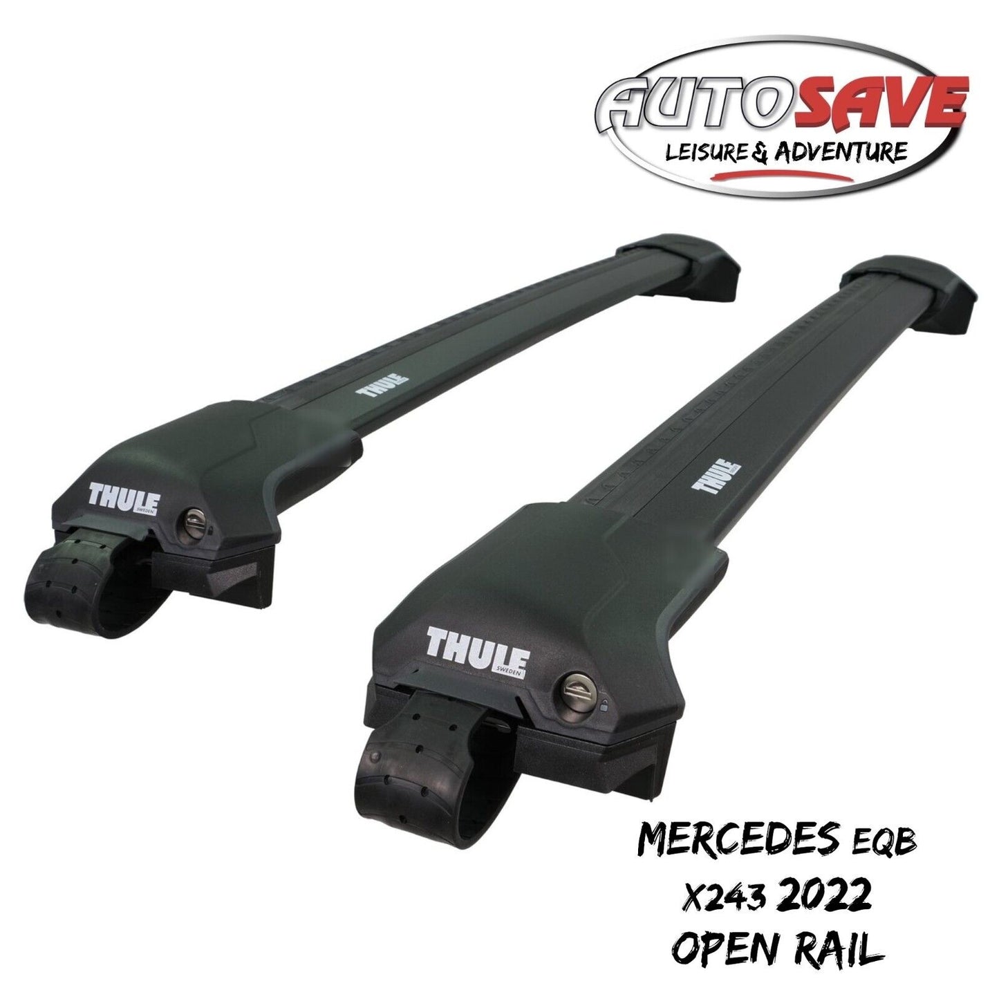 Thule WingBar Edge Black Roof Bars Mercedes EQB X243 2022 Open Rails Alu Aero