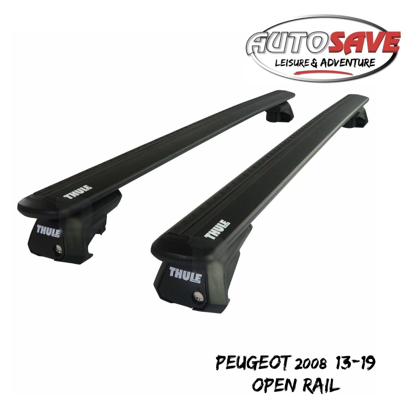 Thule Aluminium WingBar Evo Black Roof Bars to fit Peugeot 2008 13-19 Open Rail