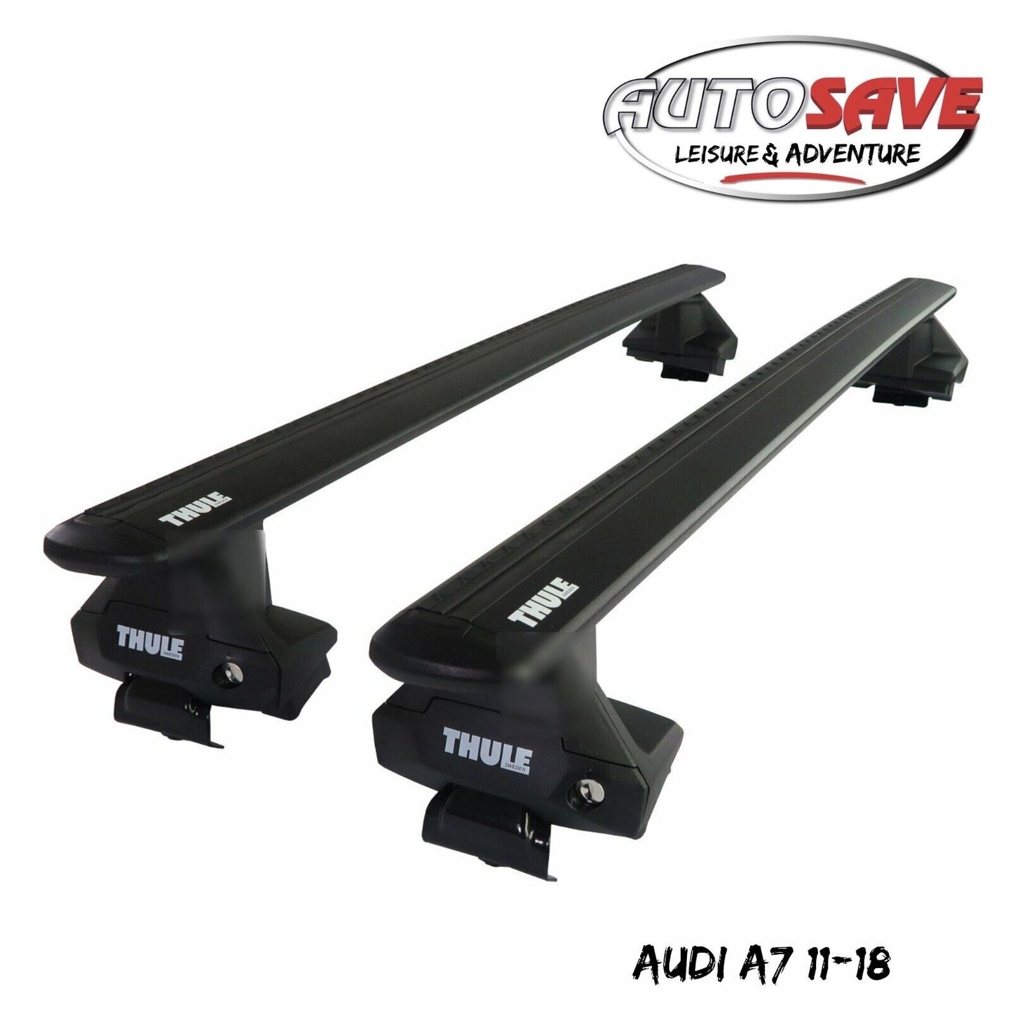 Thule Aluminium WingBar Evo Black Roof Bars Set to fit Audi A7 11-18 Aero Pair