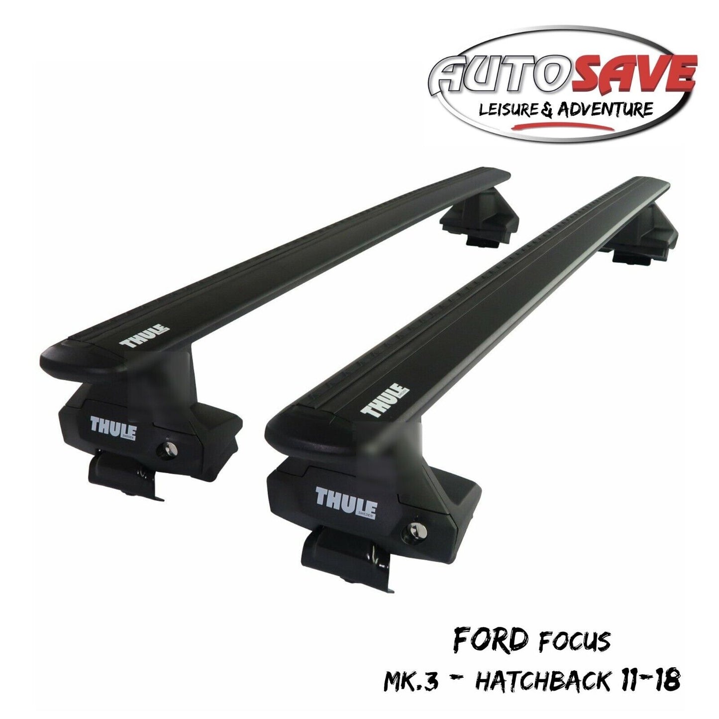 THULE - WingBar EVO Black Alu. Roof Bars Set to fit Ford Focus Mk.3 Hatchback (2011-18)