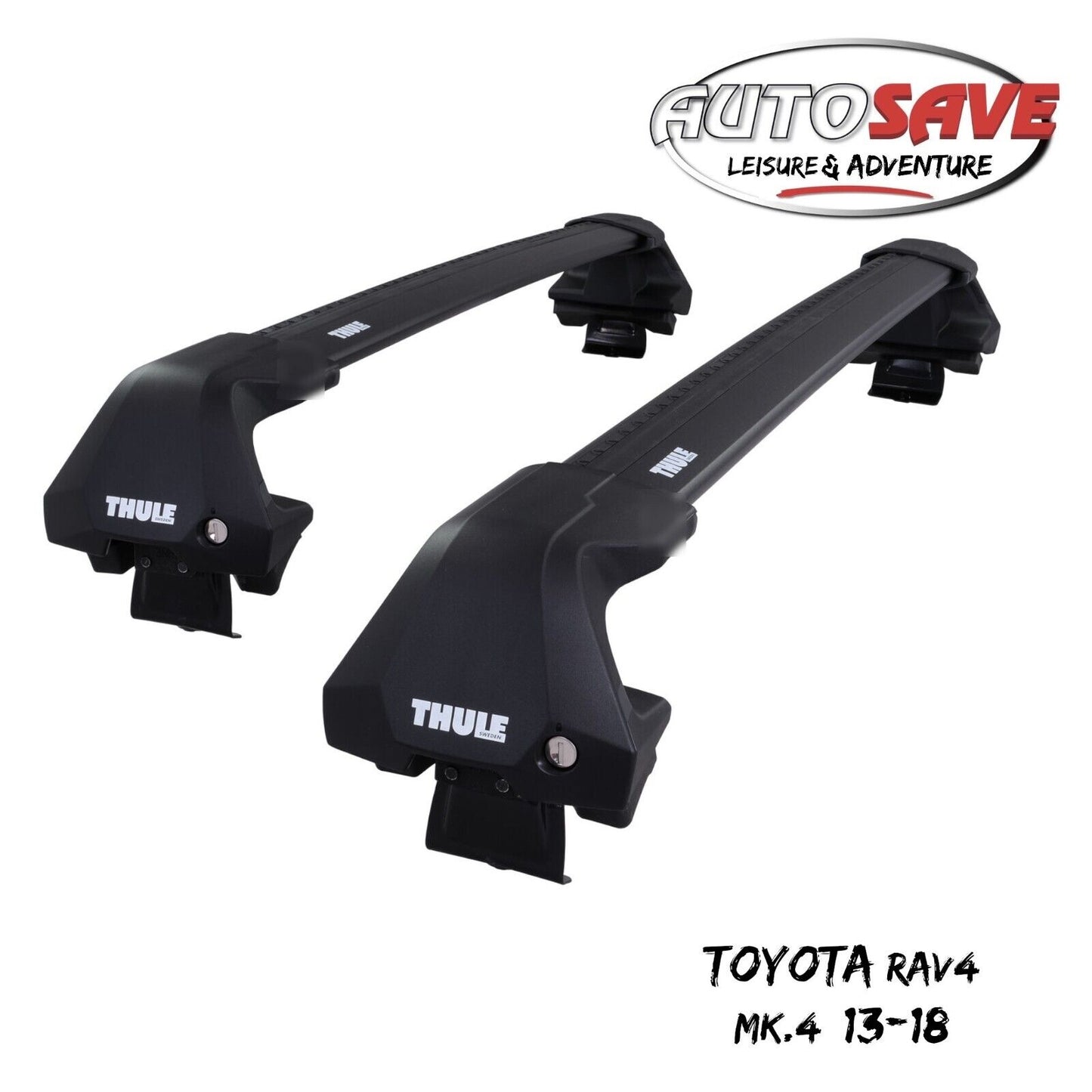 Thule WingBar Edge Black Aluminium Roof Bars Set to fit Toyota RAV4 Mk.4 13-18
