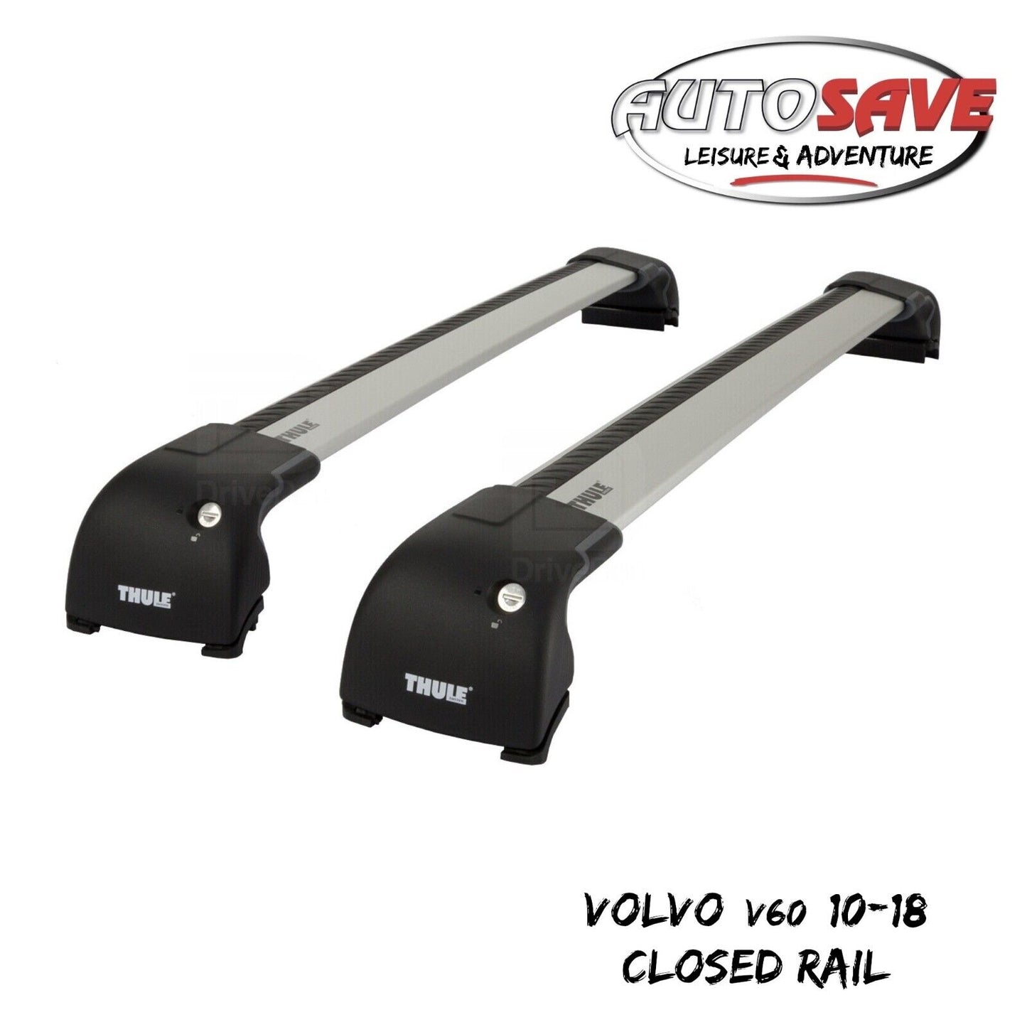 Thule WingBar Edge Silver Roof Bars Volvo V60 10-18 Closed Rails Aluminium Aero