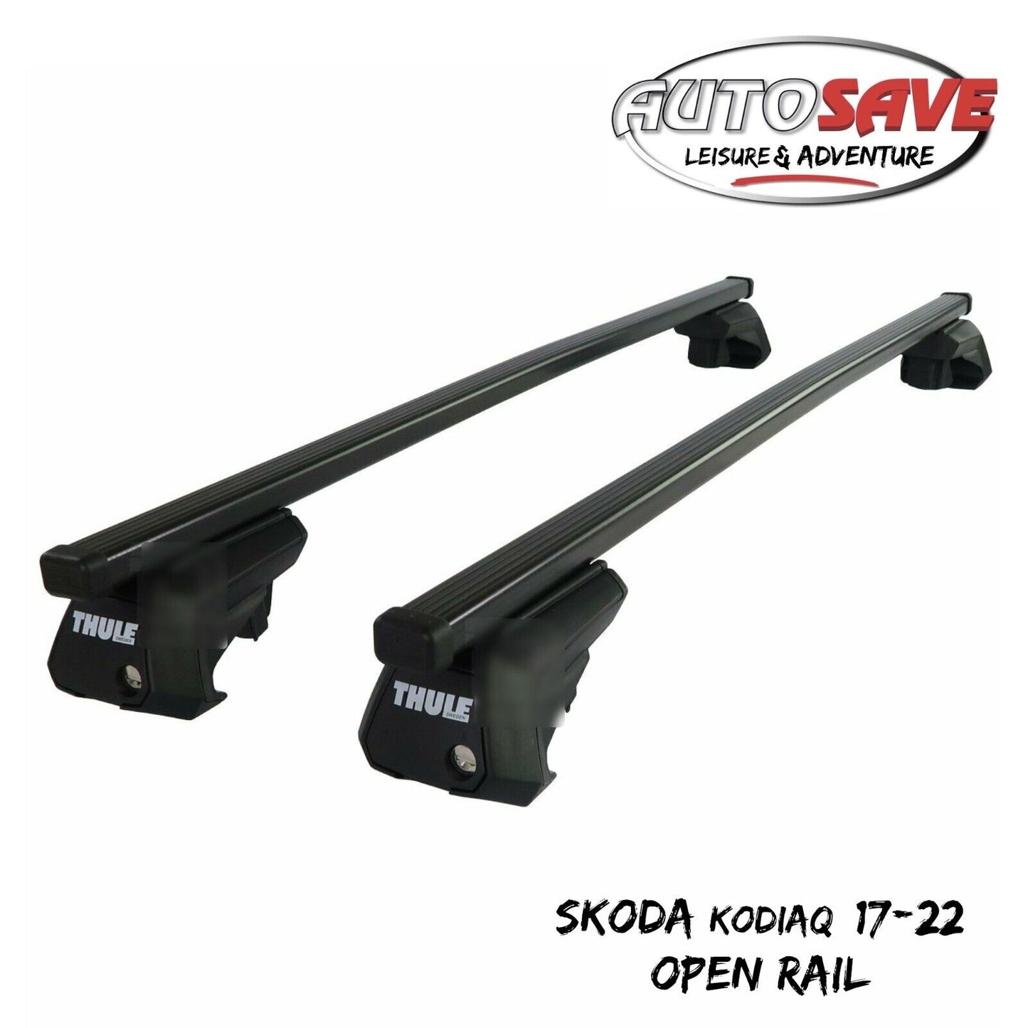 Thule Steel SquareBar Evo Roof Bars Set to fit Skoda Kodiaq 17-22 Open Rail
