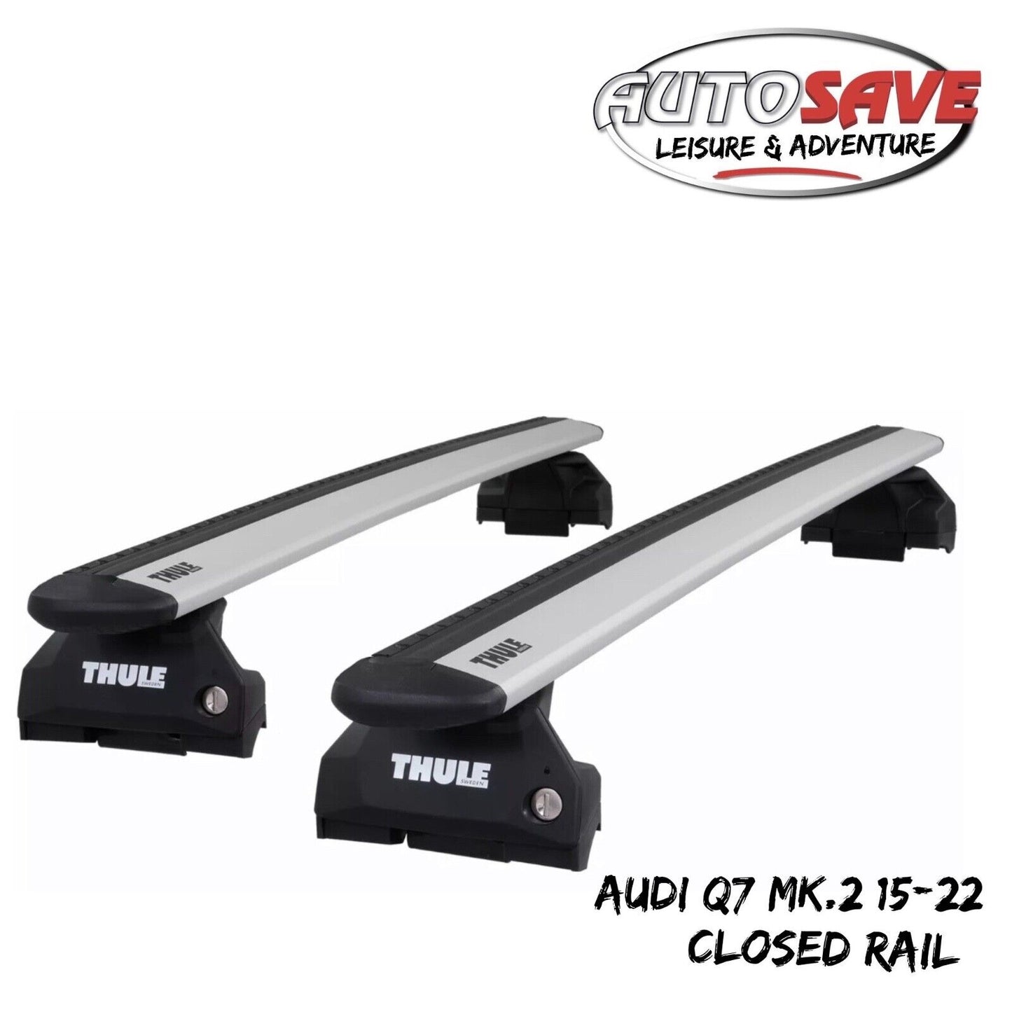 Thule Aluminium WingBar Evo Silver Roof Bars for Audi Q7 Mk.2 15-22 Closed Rail