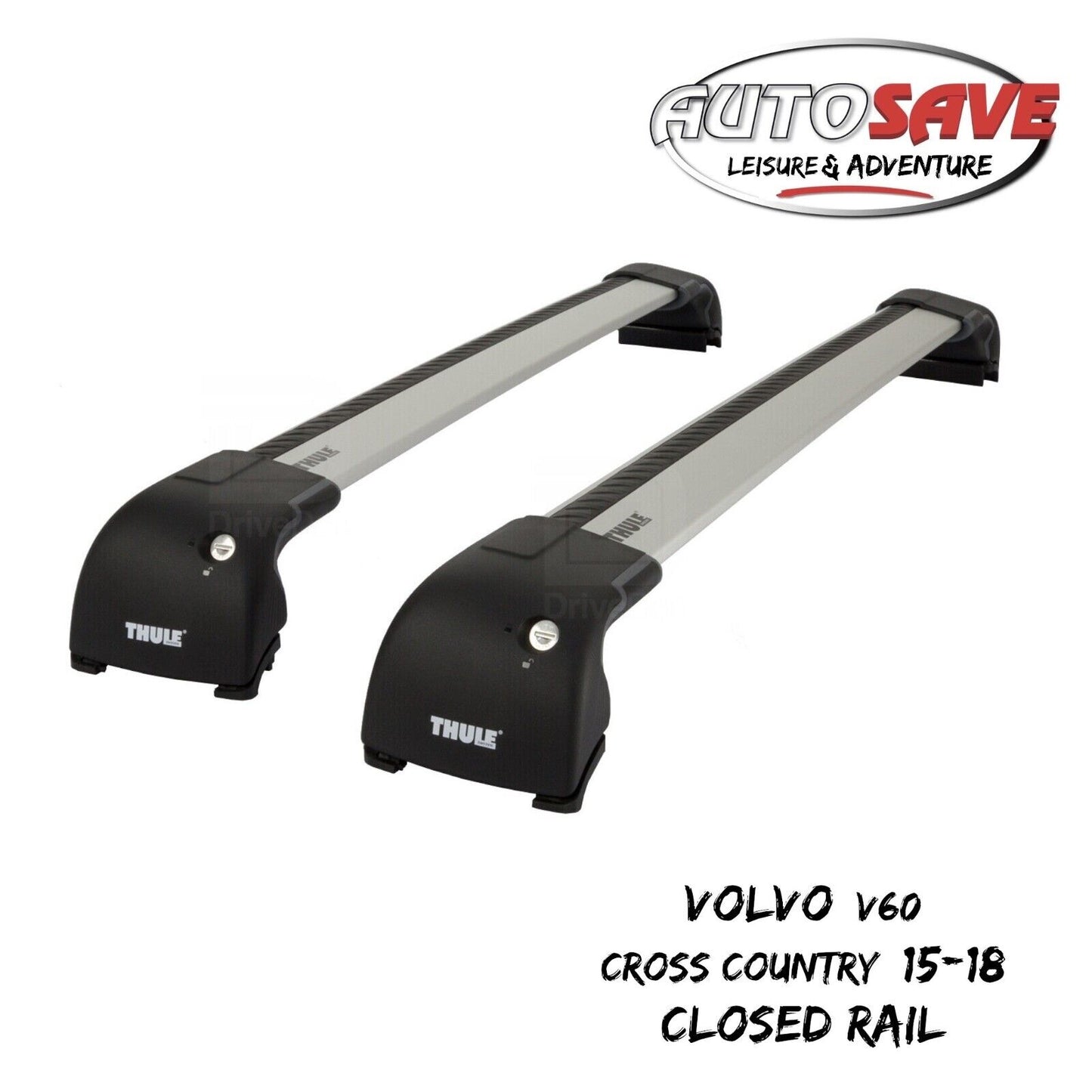 Thule WingBar Edge Silver Roof Bars Volvo V60 Cross Country 15-18 Closed Rails