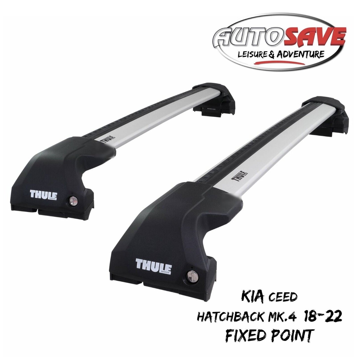 Thule WingBar Edge Silver Roof Bars for Kia Ceed Hatchback Mk.4 18-22 Fixpoints