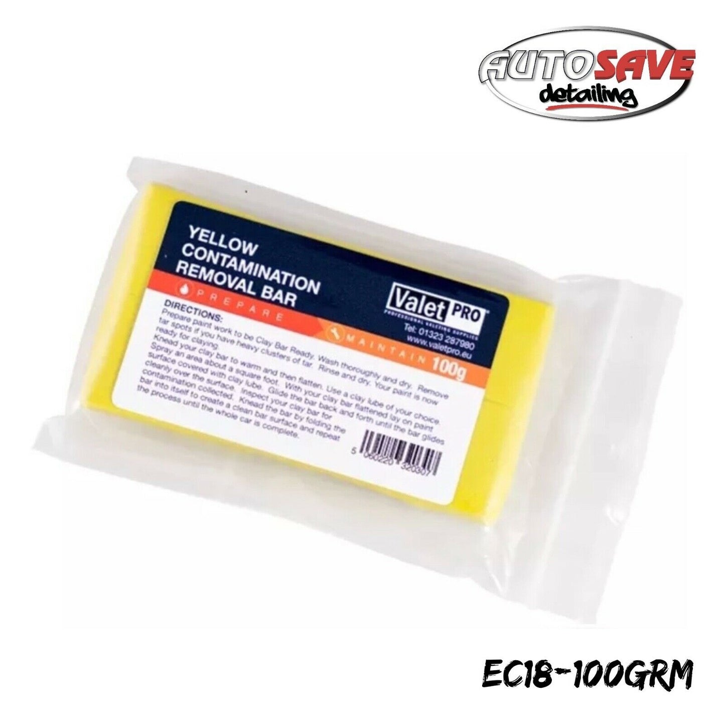 VALETPRO POLY DETAILING CLAY BAR. YELLOW. MEDIUM CONTAM REMOVER 100g (VPR
