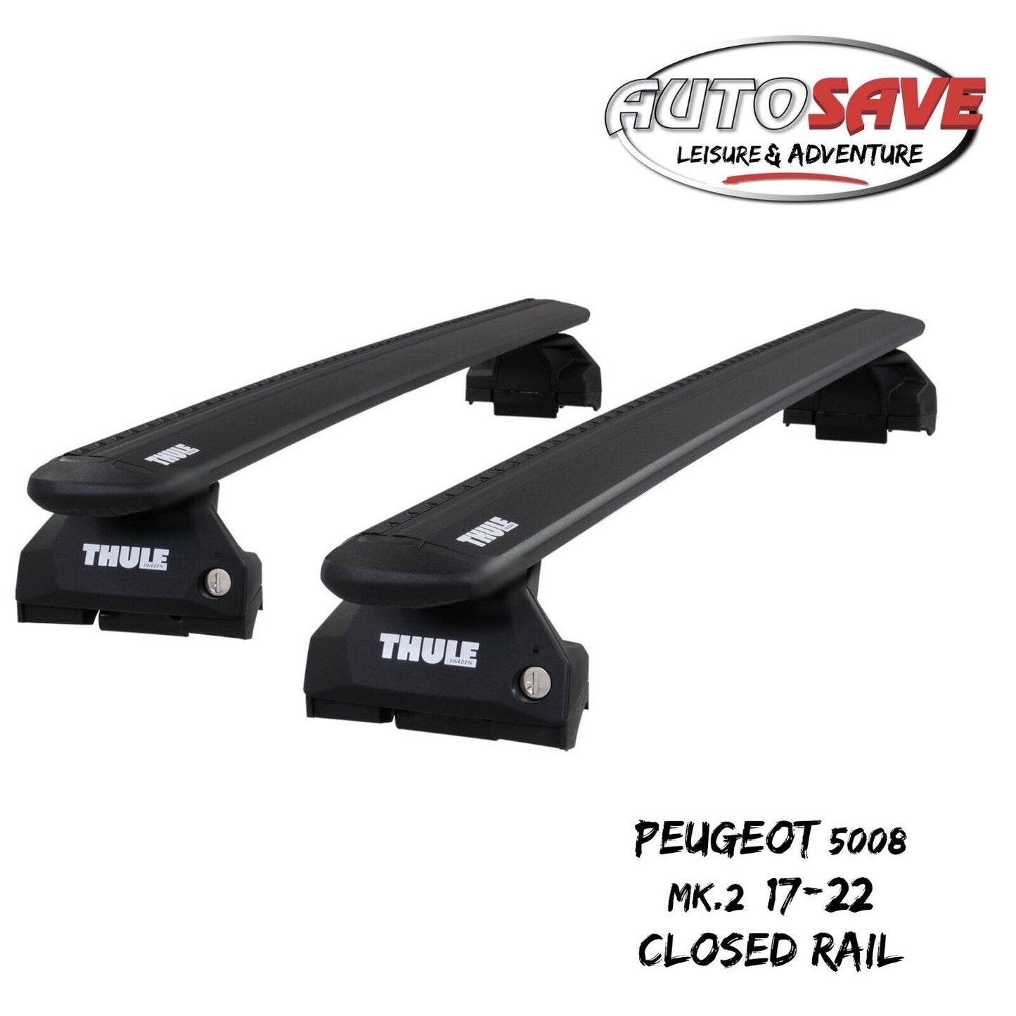 Thule Alu WingBar Evo Black Roof Bars to fit Peugeot 5008 Mk.2 17-22 Closed Rail