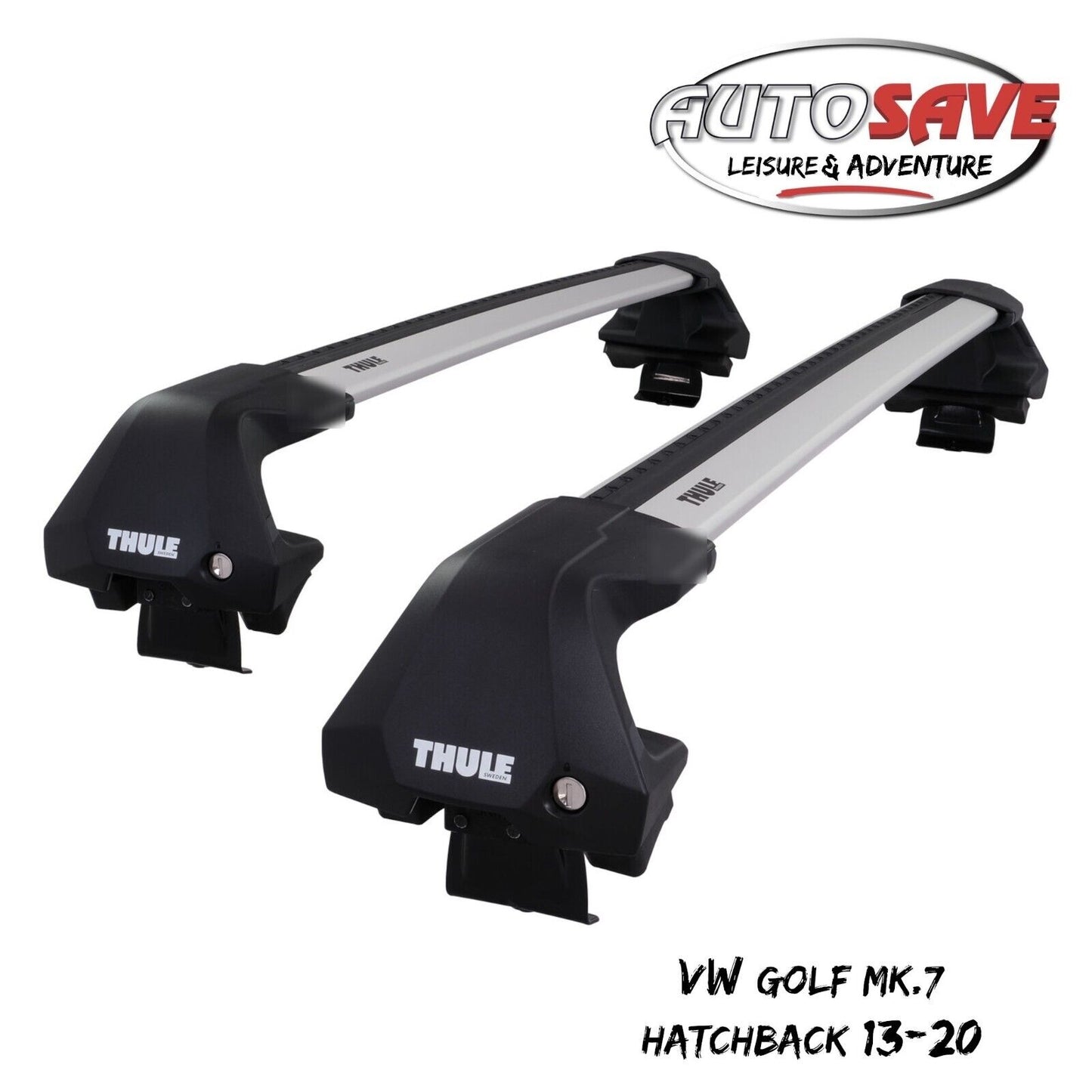 Thule WingBar Edge Silver Aluminium Roof Bars for VW Golf Hatchback Mk.7 13-20