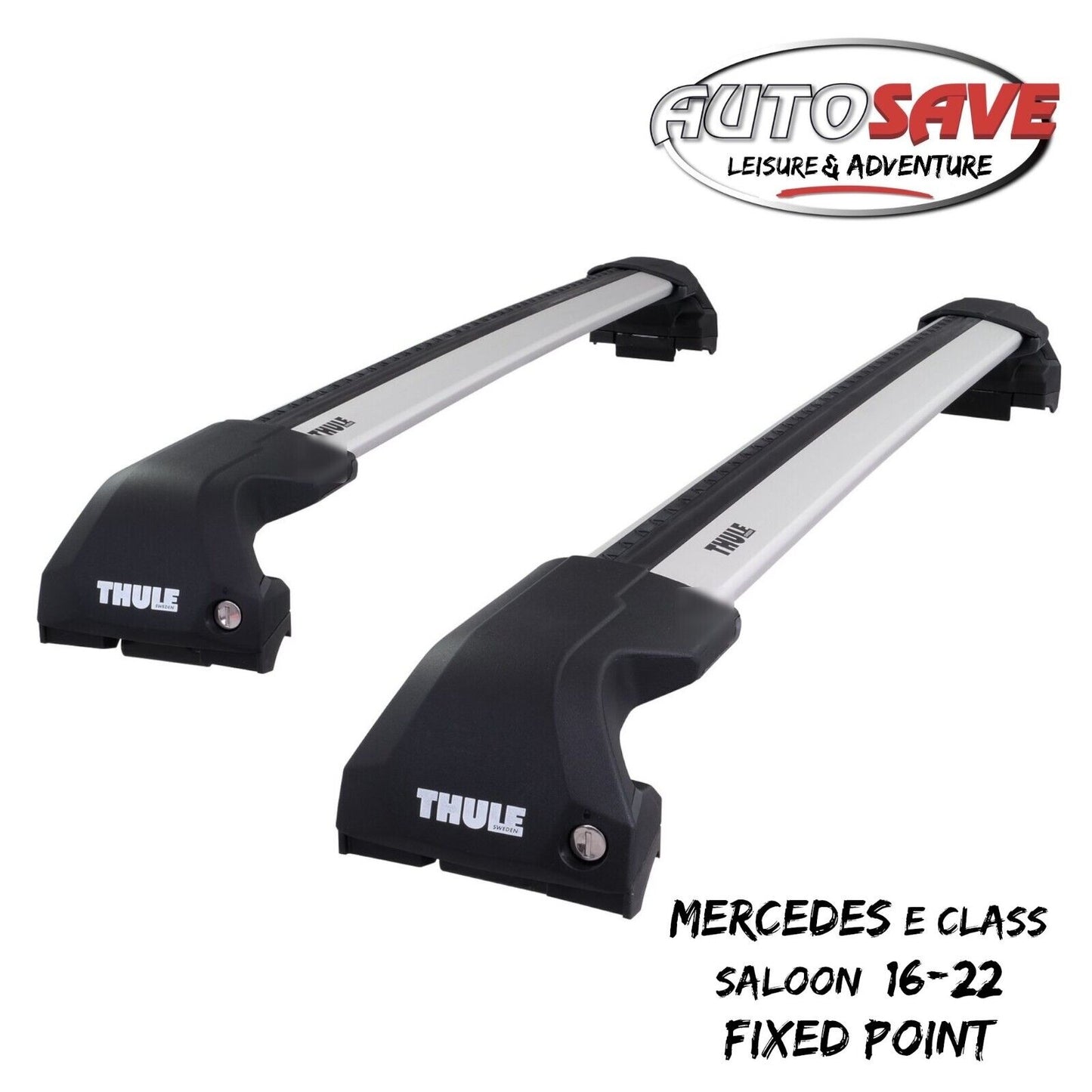 Thule WingBar Edge Silver Roof Bars Mercedes E Class Saloon 16-22 Fixed Point