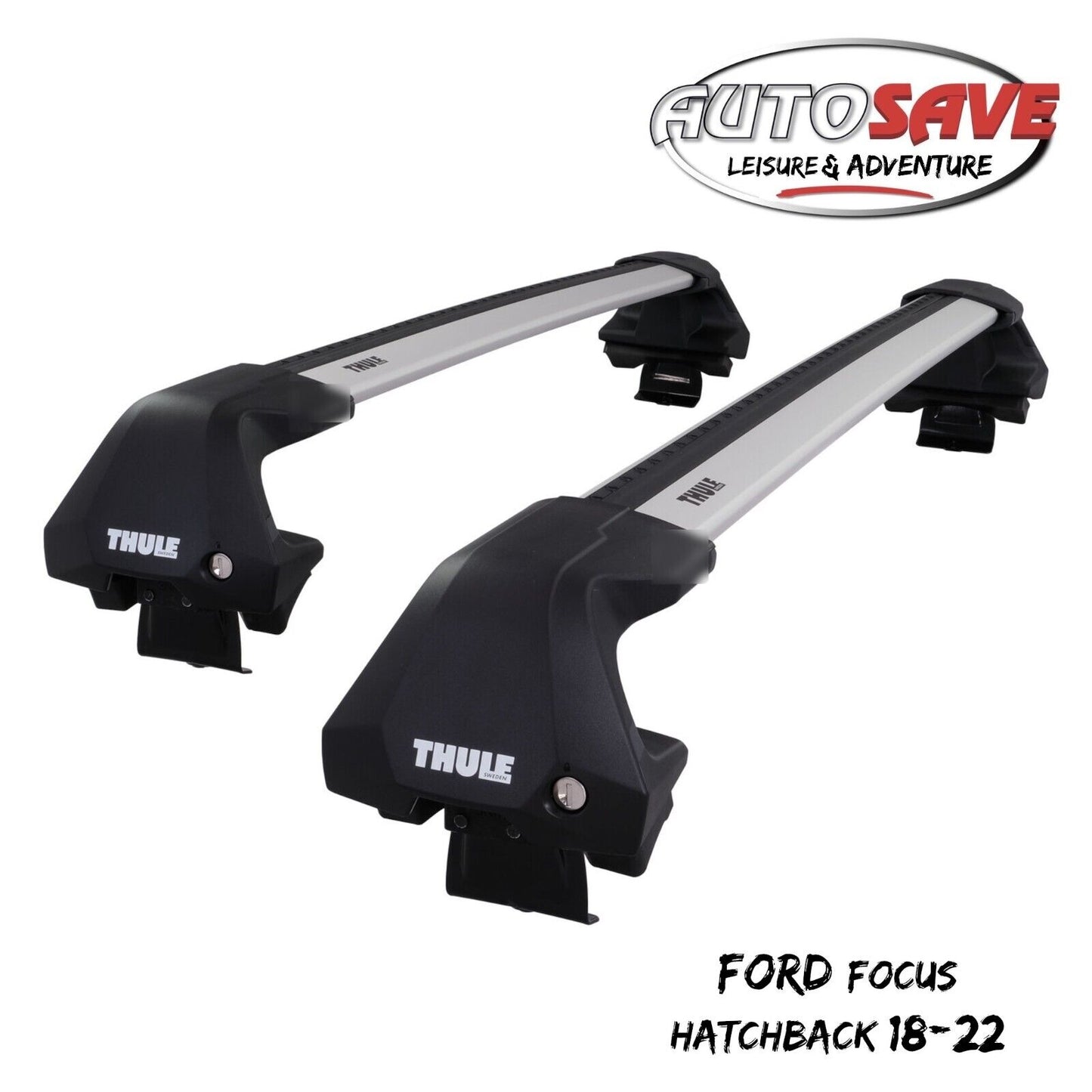 Thule WingBar Edge Silver Aluminium Roof Bars Set for Ford Focus Hatchback 18-22