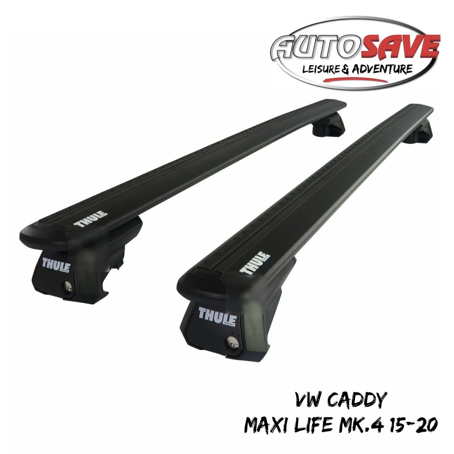 THULE - WingBar EVO Black Alu. Roof Bar Set for VW Caddy Maxi Life Mk.4 (2015-20) w/ Raised Rails