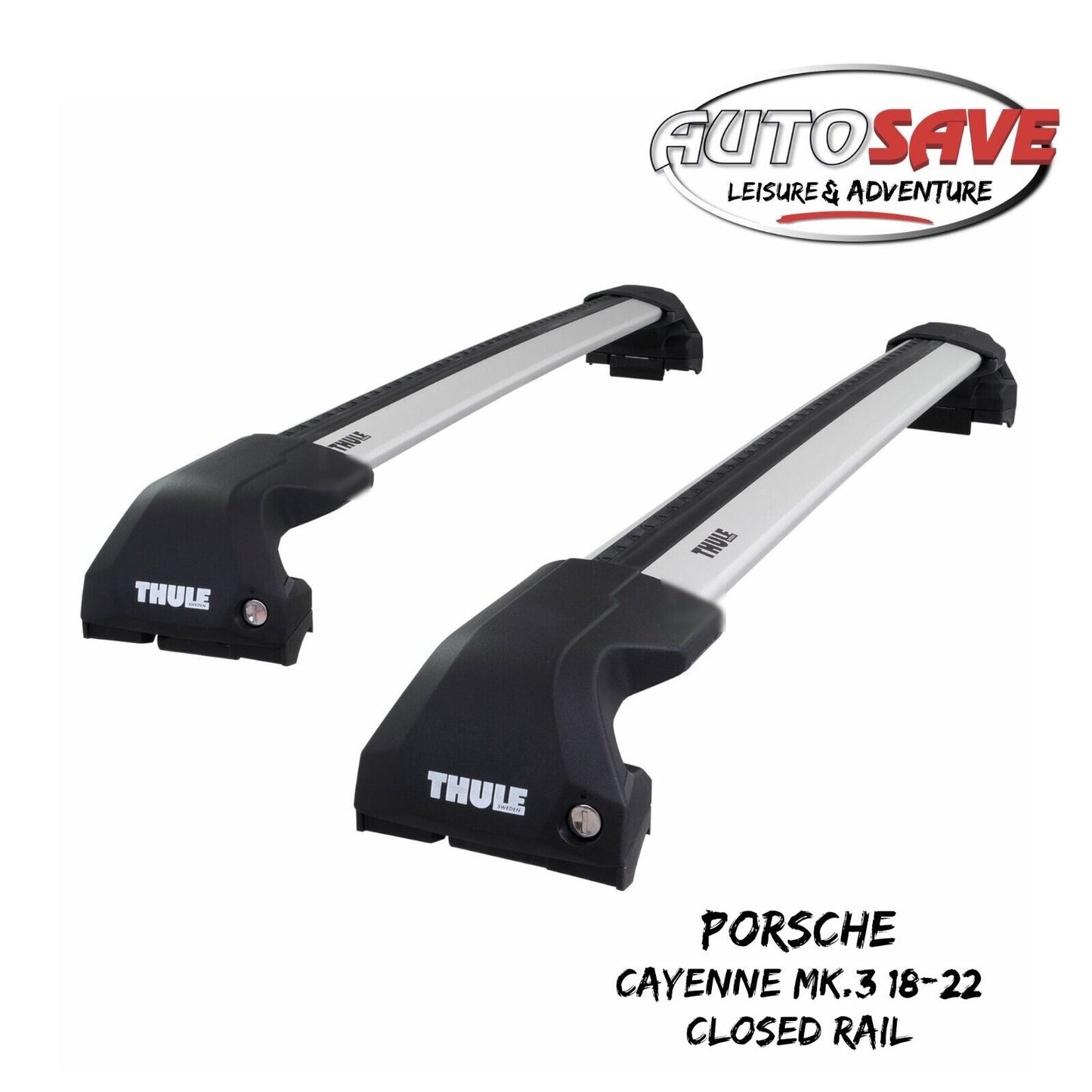 Thule WingBar Edge Silver Roof Bar Set Porsche Cayenne Mk.3 18-22 Closed Rails