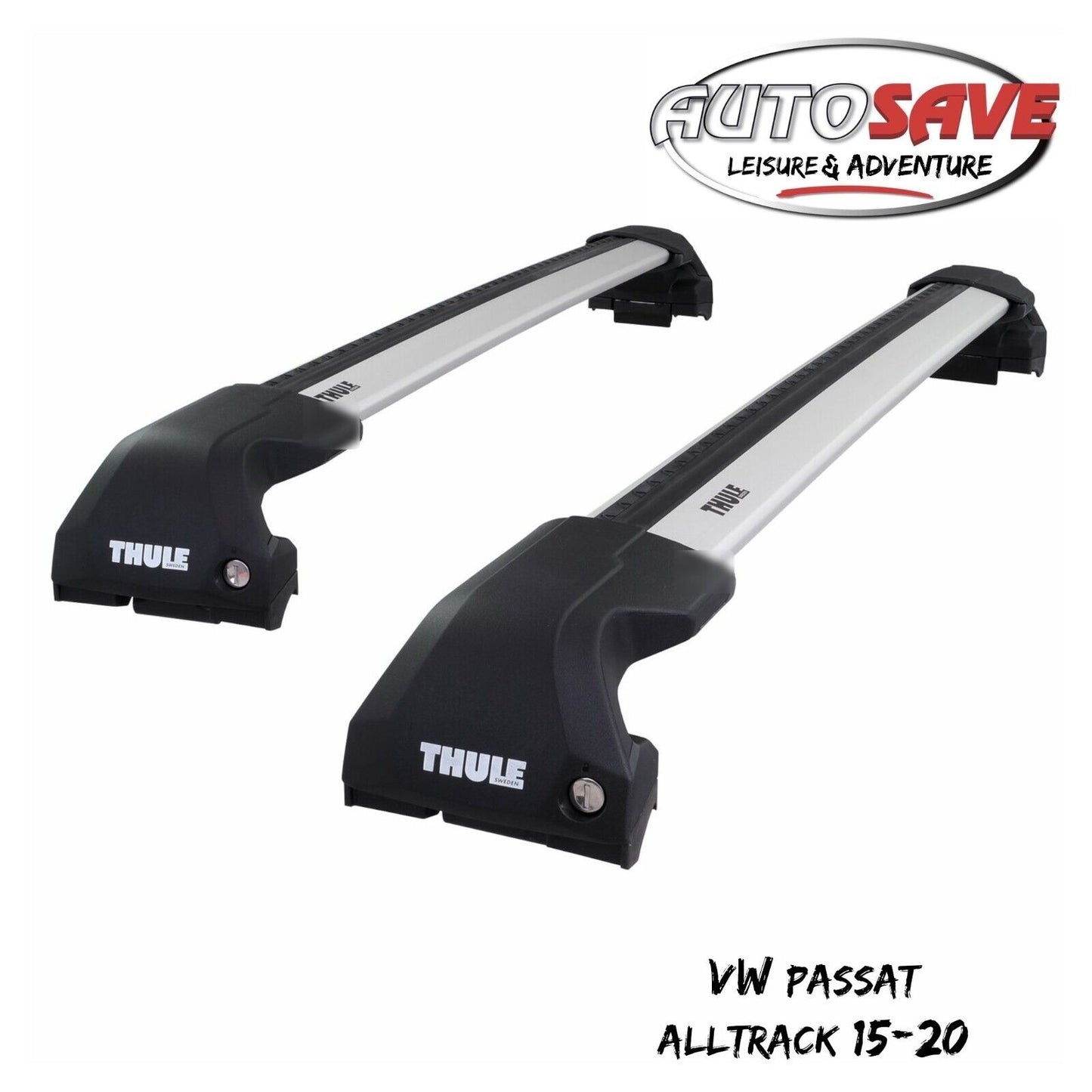 Thule WingBar Edge Silver Aluminium Roof Bars for VW Passat Alltrack 15-20 Rails