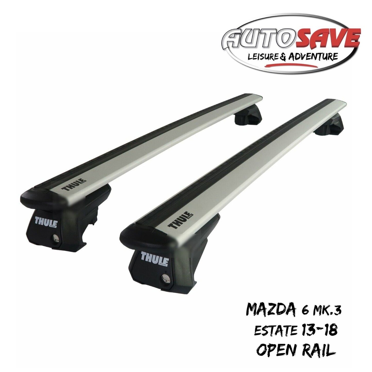 Thule Alu WingBar Evo Silver Roof Bars fit Mazda 6 Mk.3 Estate 13-18 Open Rail