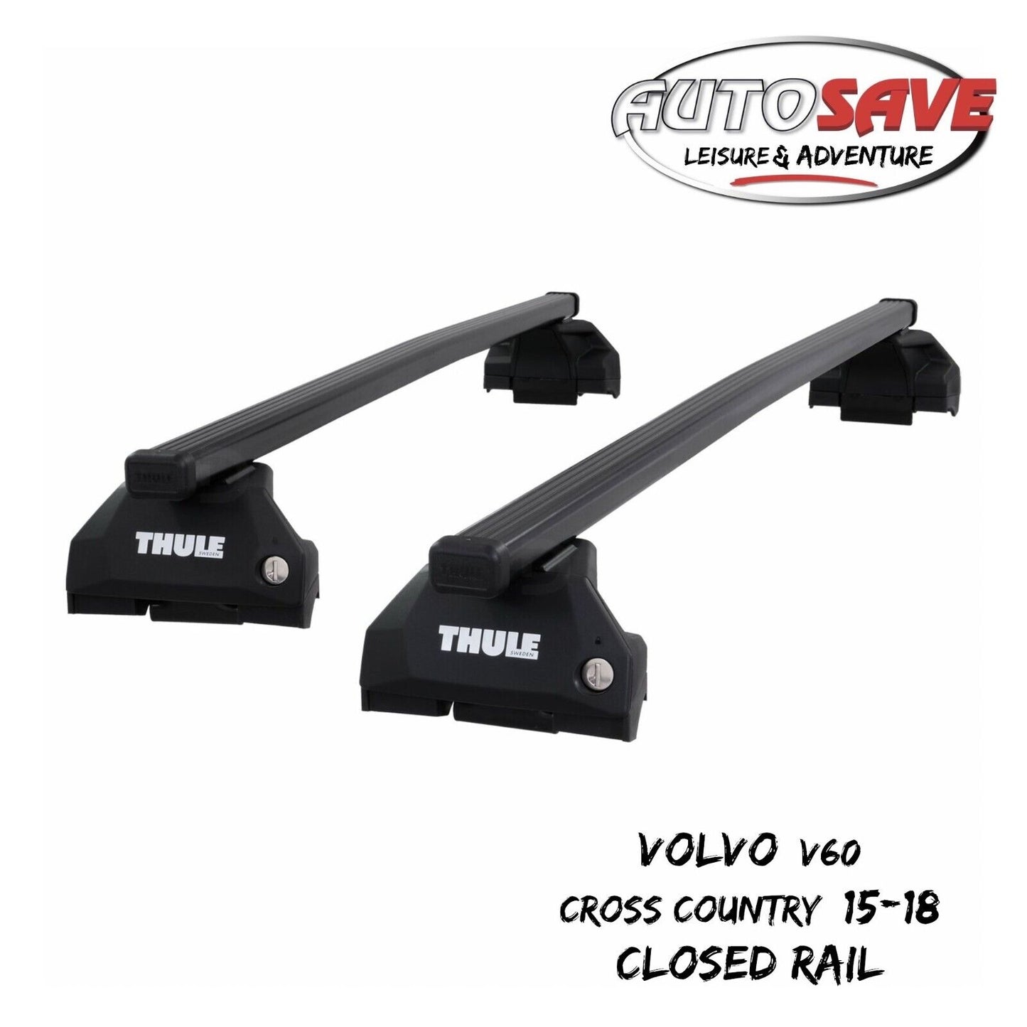 Thule Steel SquareBar Evo Roof Bars Volvo V60 Cross Country 15-18 Closed Rail