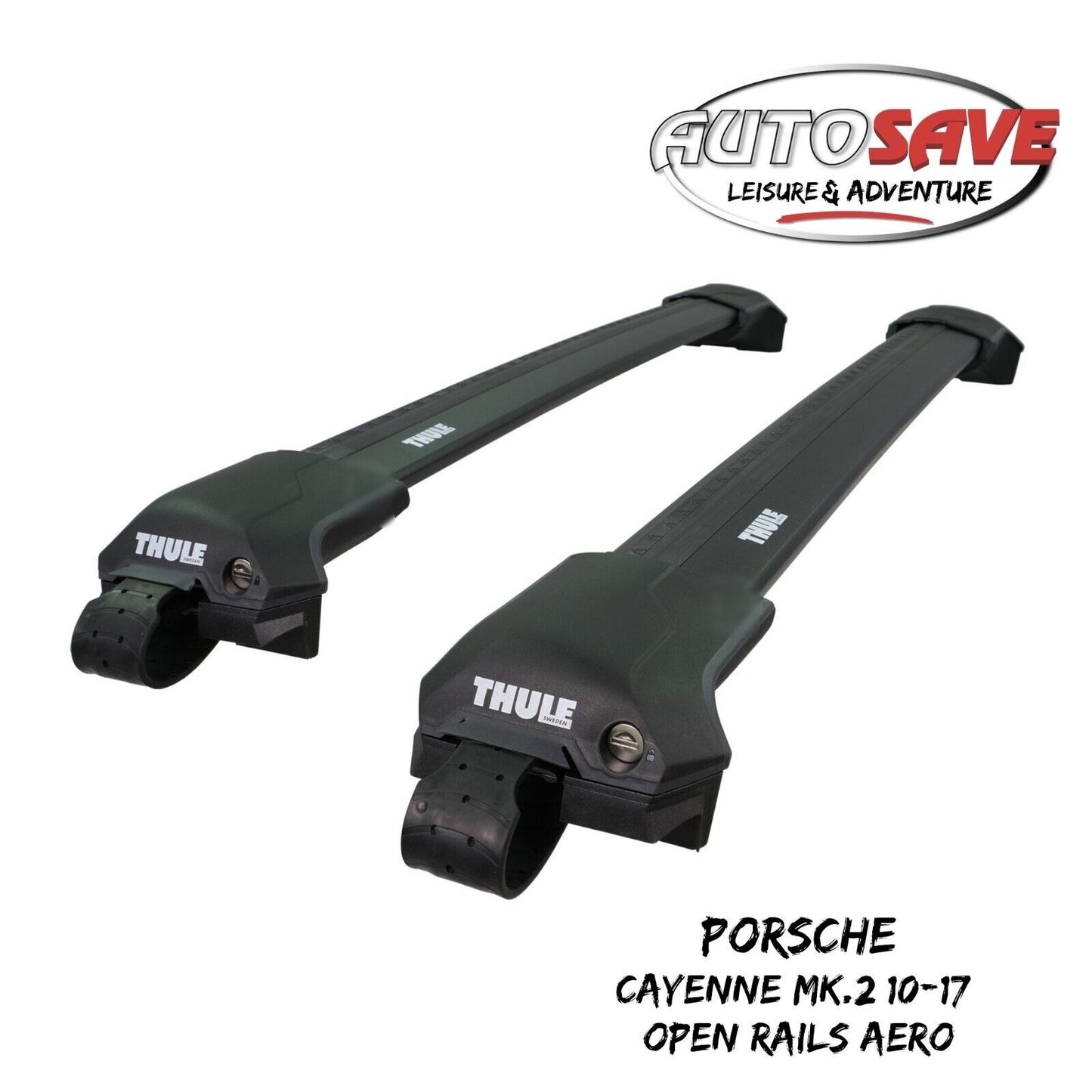 Thule WingBar Edge Black Roof Bars Porsche Cayenne Mk.2 10-17 Open Rails Aero