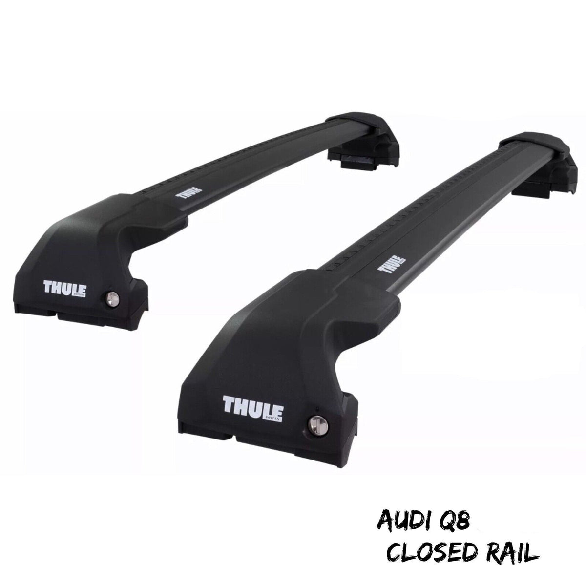 WingBar Edge (black) Aluminium Roof Bar Set for Audi Q8 2019-22 Flush (closed) Rails