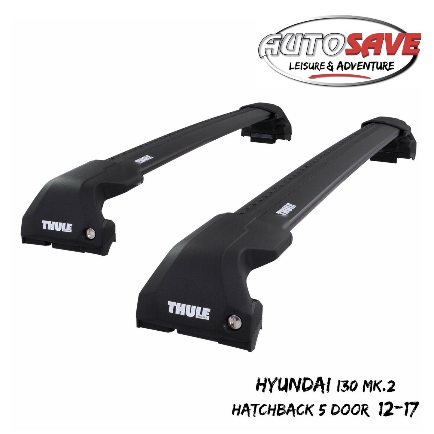 Thule WingBar Edge Black Roof Bars for Hyundai i30 Hatchback 5 Door Mk.2 12-17