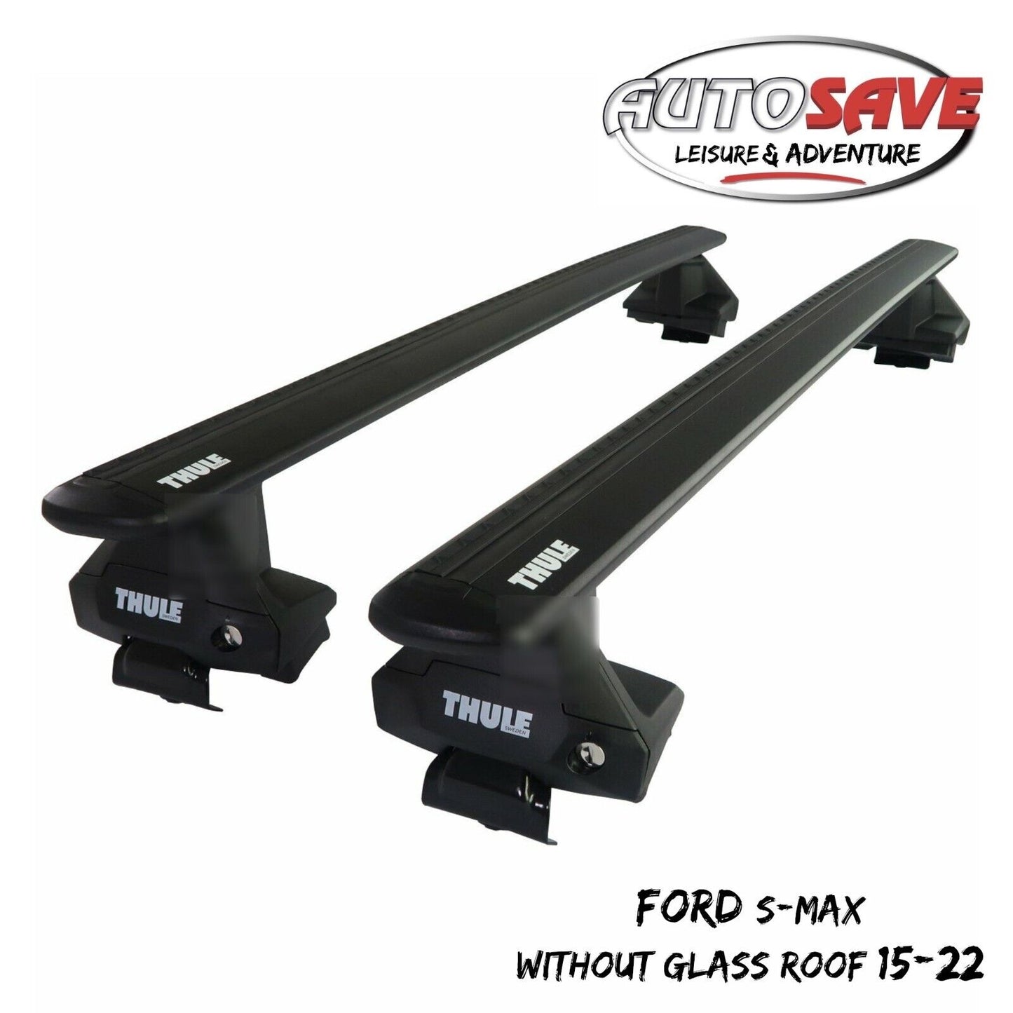 Thule Alu WingBar Evo Black Roof Bars to fit Ford S-Max Without Glass Roof 15-22