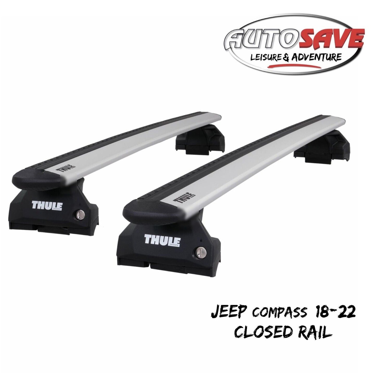 Thule WingBar Evo Silver Roof Bars Set to fit Jeep Compass 18-22 Closed Rail