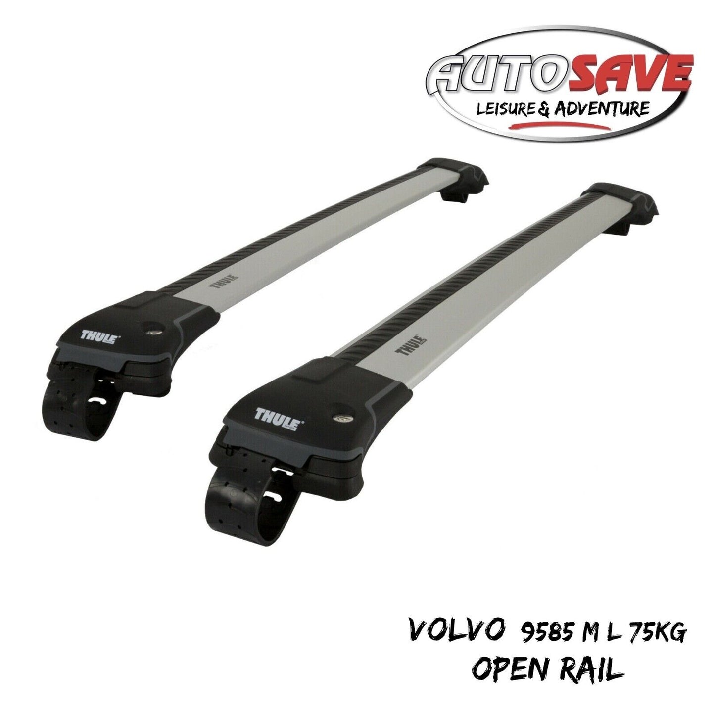 THULE - 9585 M+L WingBar Edge Black Car Roof Bars 75 kg Open Rails Lockable Pair