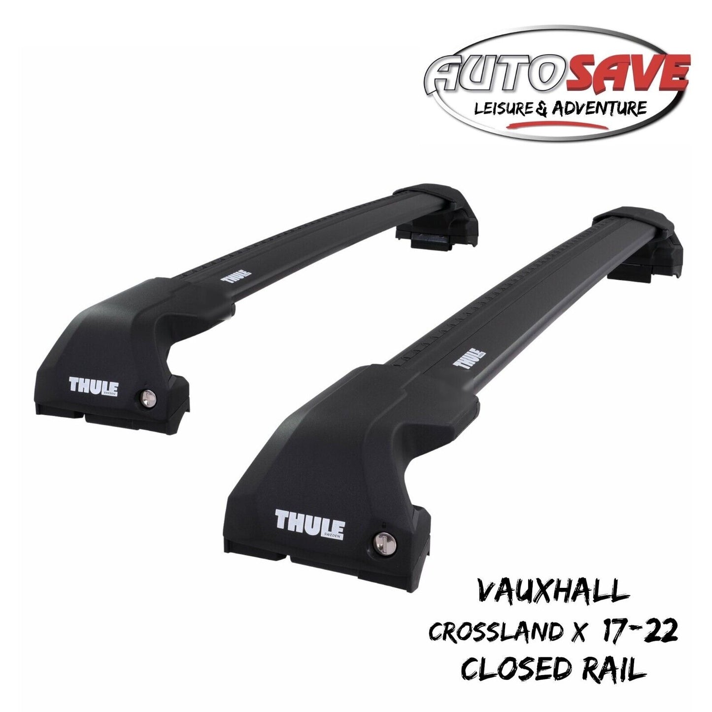 Thule WingBar Edge Black Roof Bars Vauxhall Crossland X 17-22 Closed Rails Alum