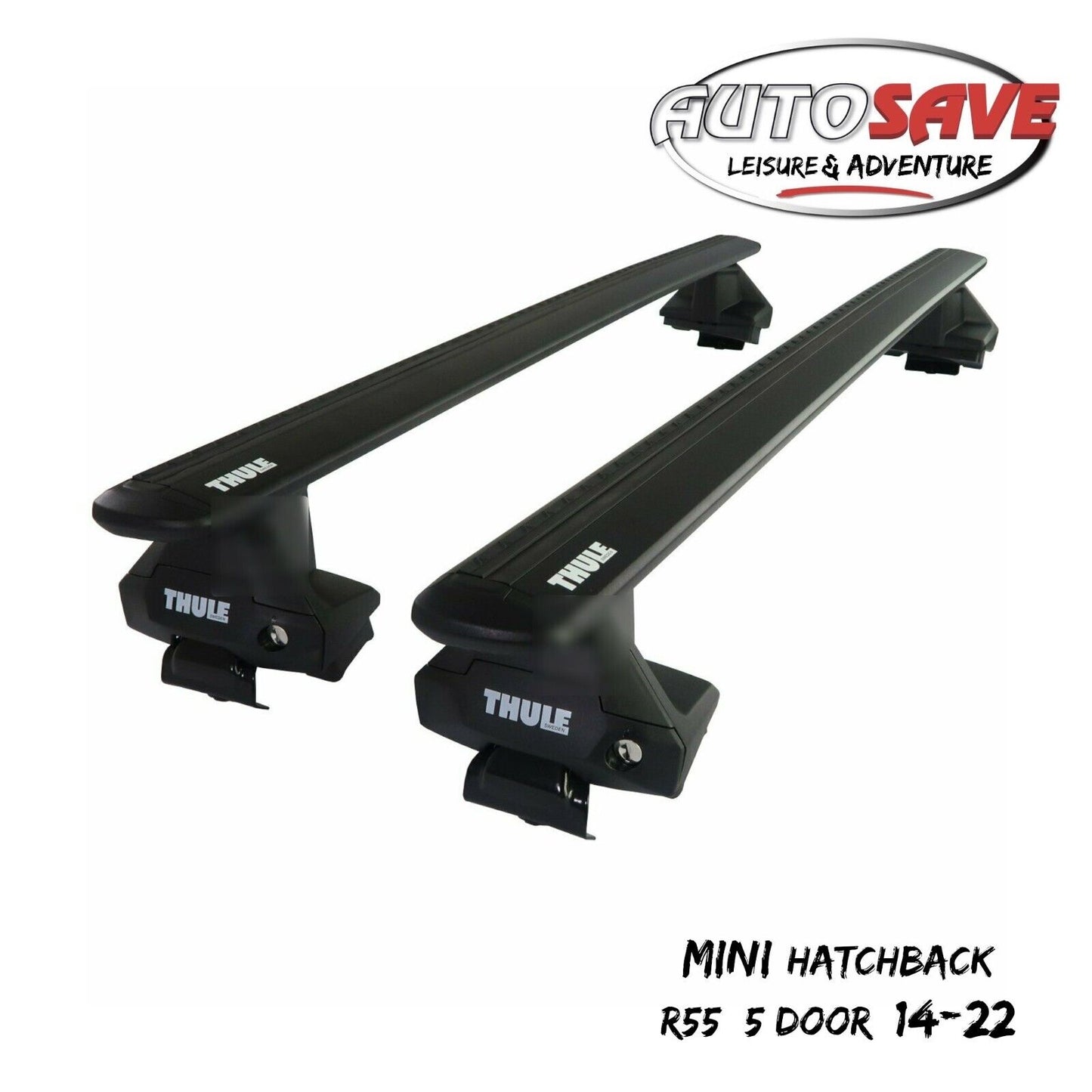 Thule Aluminium WingBar Evo Black Roof Bars fit Mini Hatchback F55 5 Door 14-22