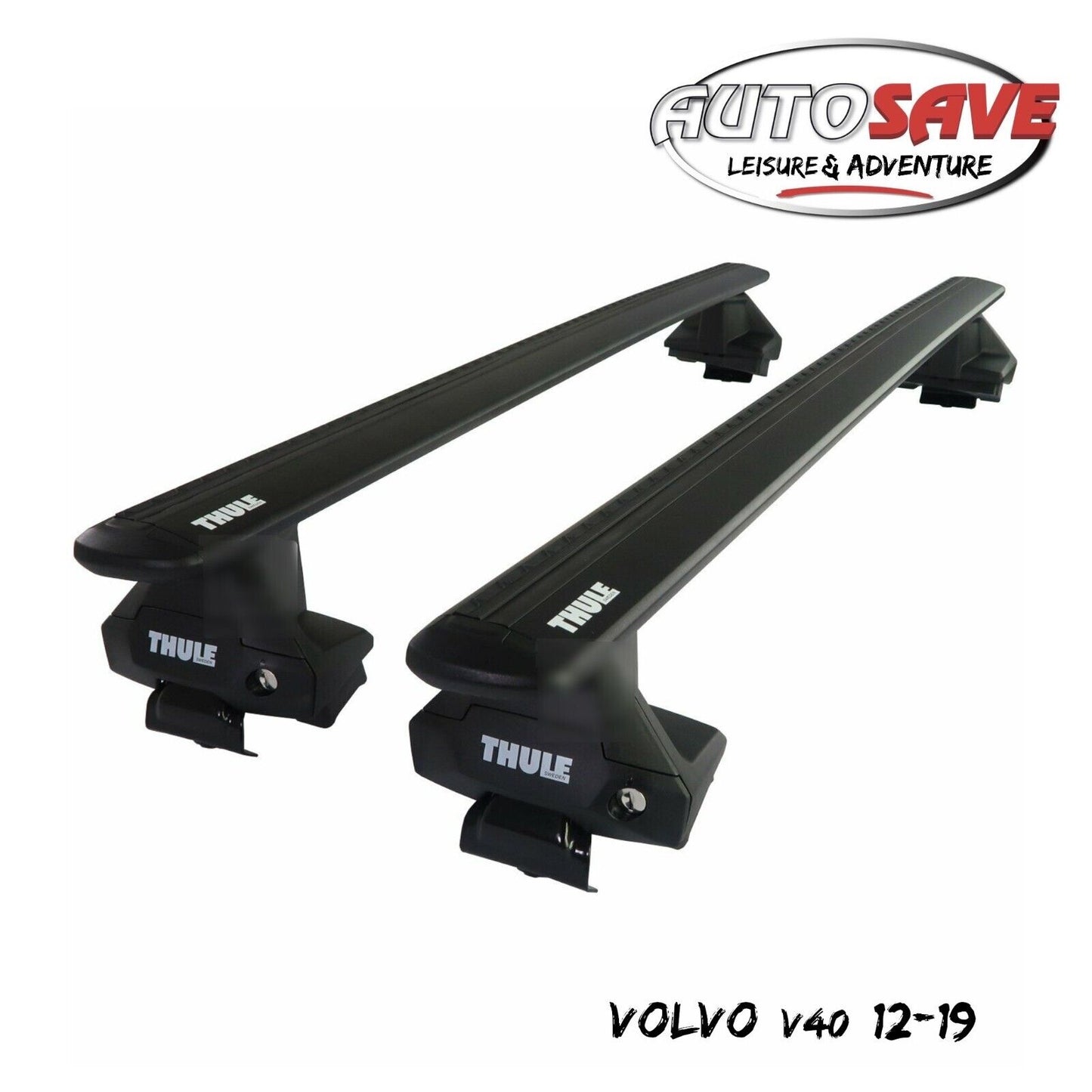 Thule Aluminium WingBar Evo Black Roof Bars Set to fit Volvo V40 12-19 Lockable