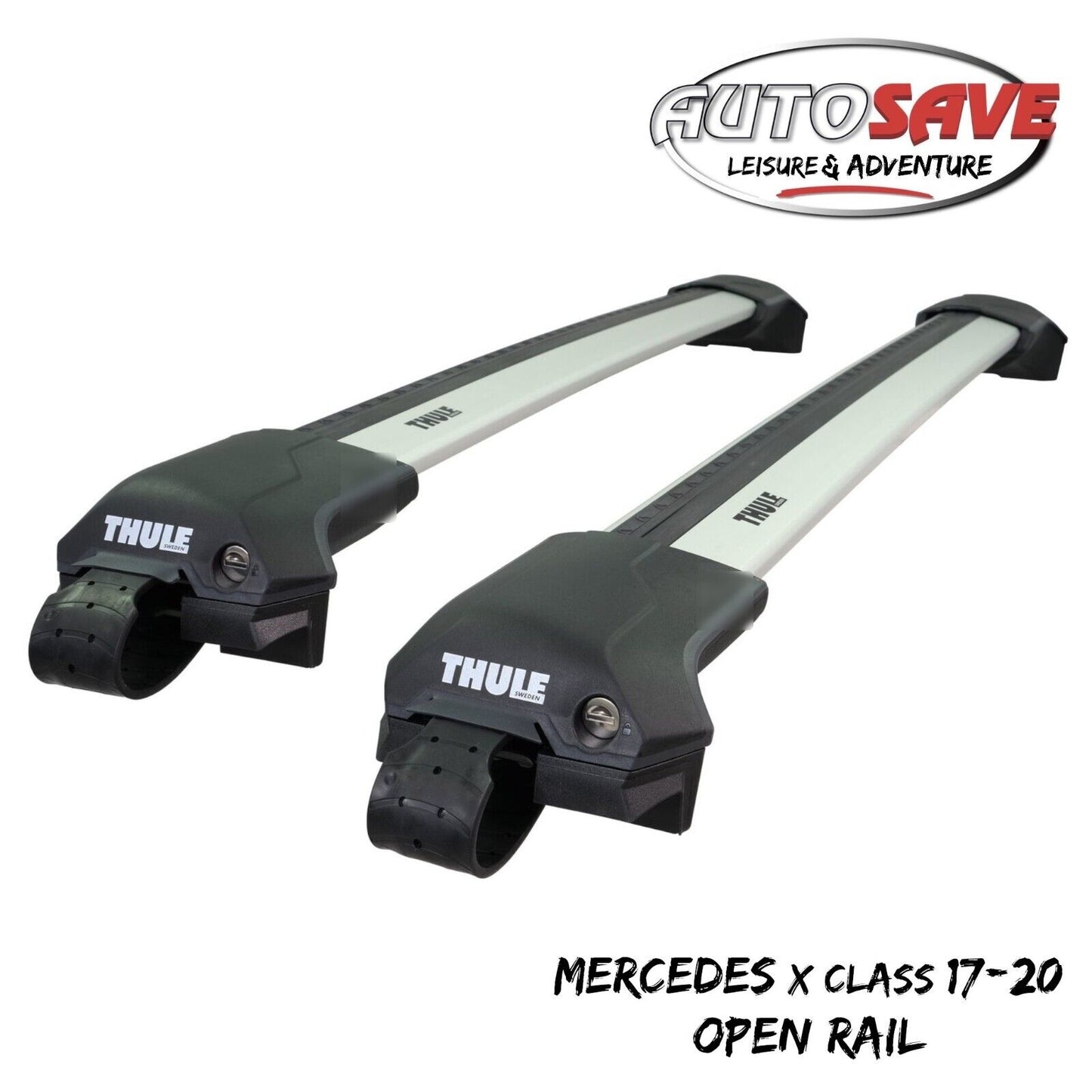 Thule WingBar Edge Silver Roof Bars Mercedes X Class 17-20 Open Rails Aluminium