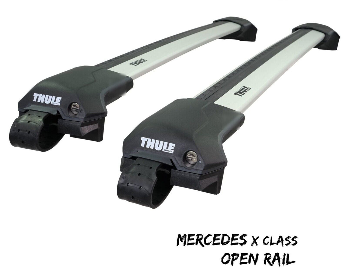 WingBar Edge (silver) Roof Bars to fit Mercedes X Class 2018-20 Raised (Open) Rails
