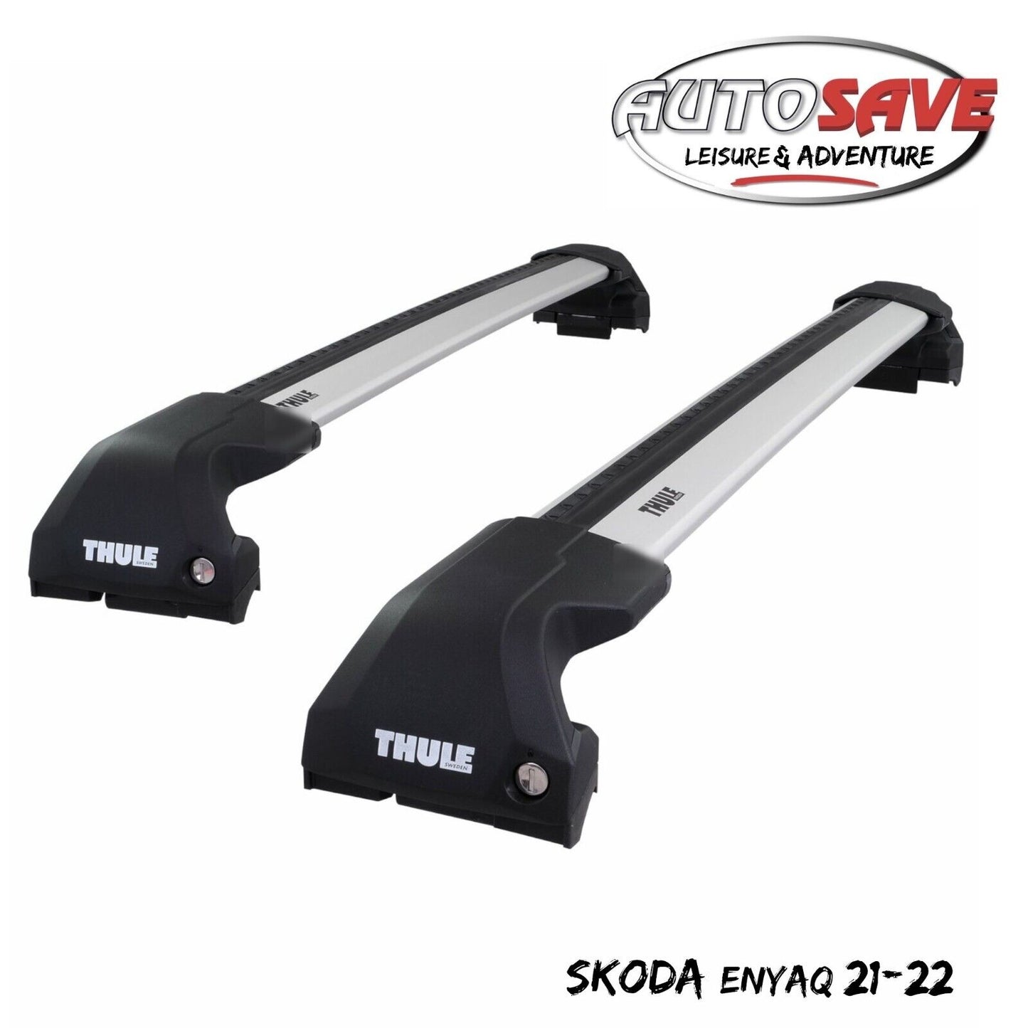 Thule WingBar Edge Silver Aluminium Roof Bars Set to fit Skoda Enyaq 21-22 Rails