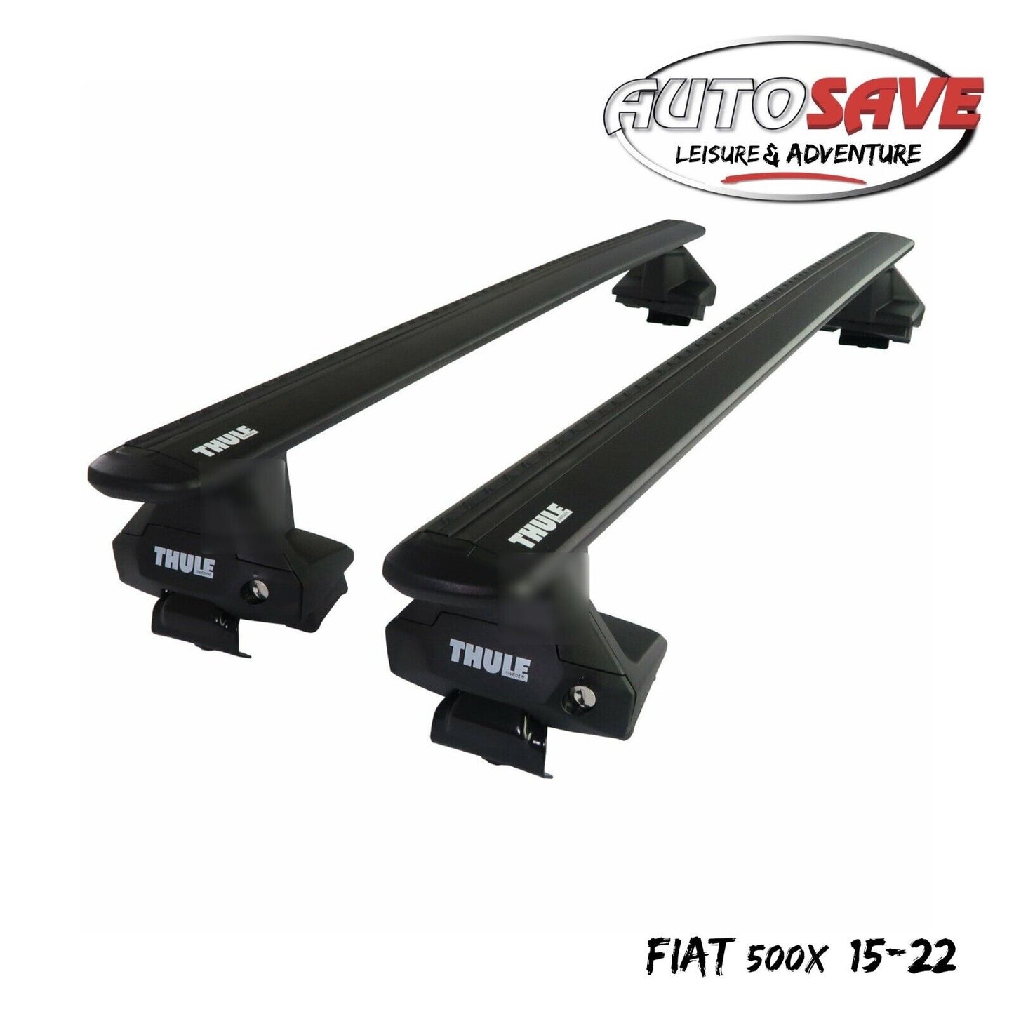 Thule Aluminium WingBar Evo Black Roof Bars Set to fit Fiat 500X 15-22 Lockable