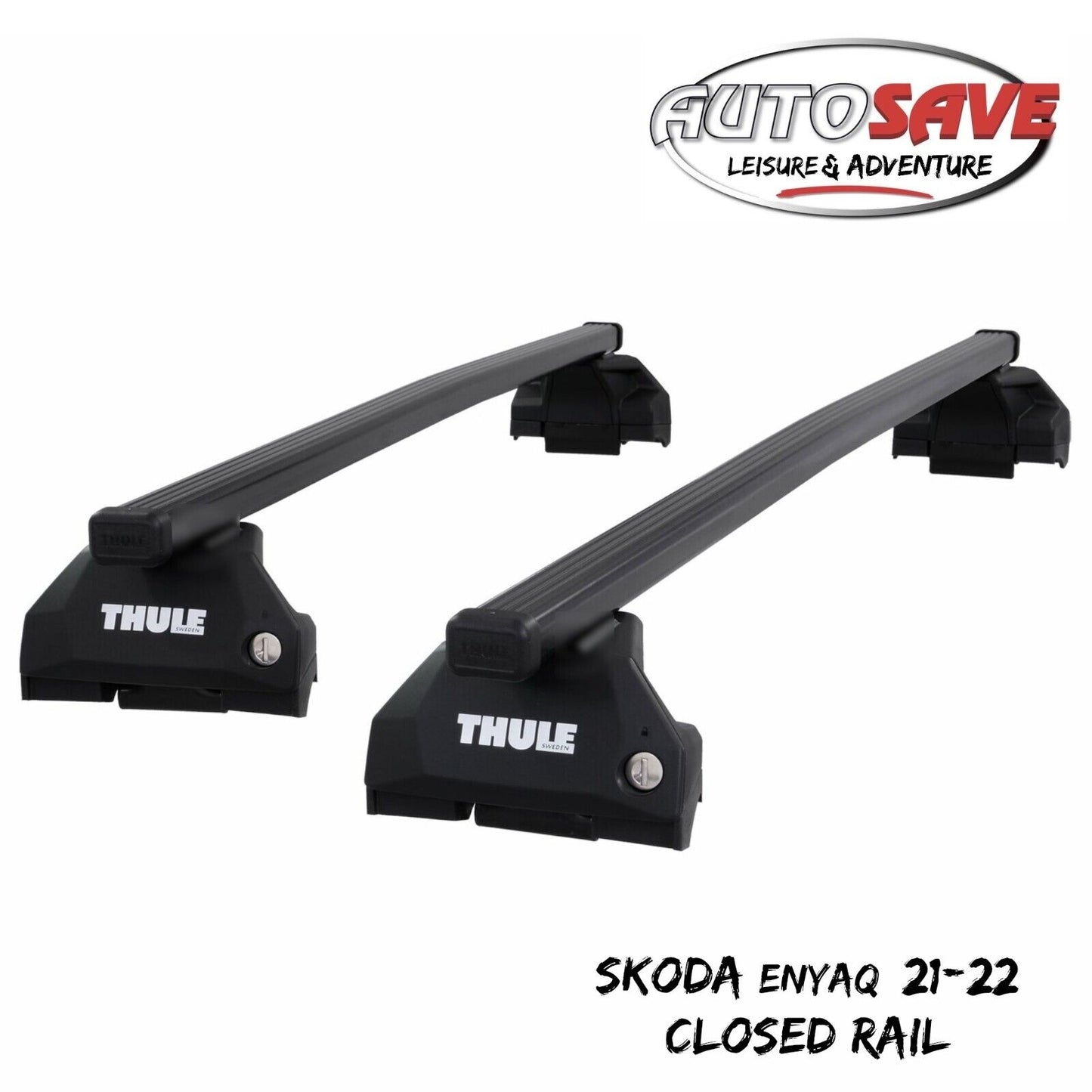 Thule Steel SquareBar Evo Roof Bars Set to fit Skoda Enyaq 21-22 Closed Rail