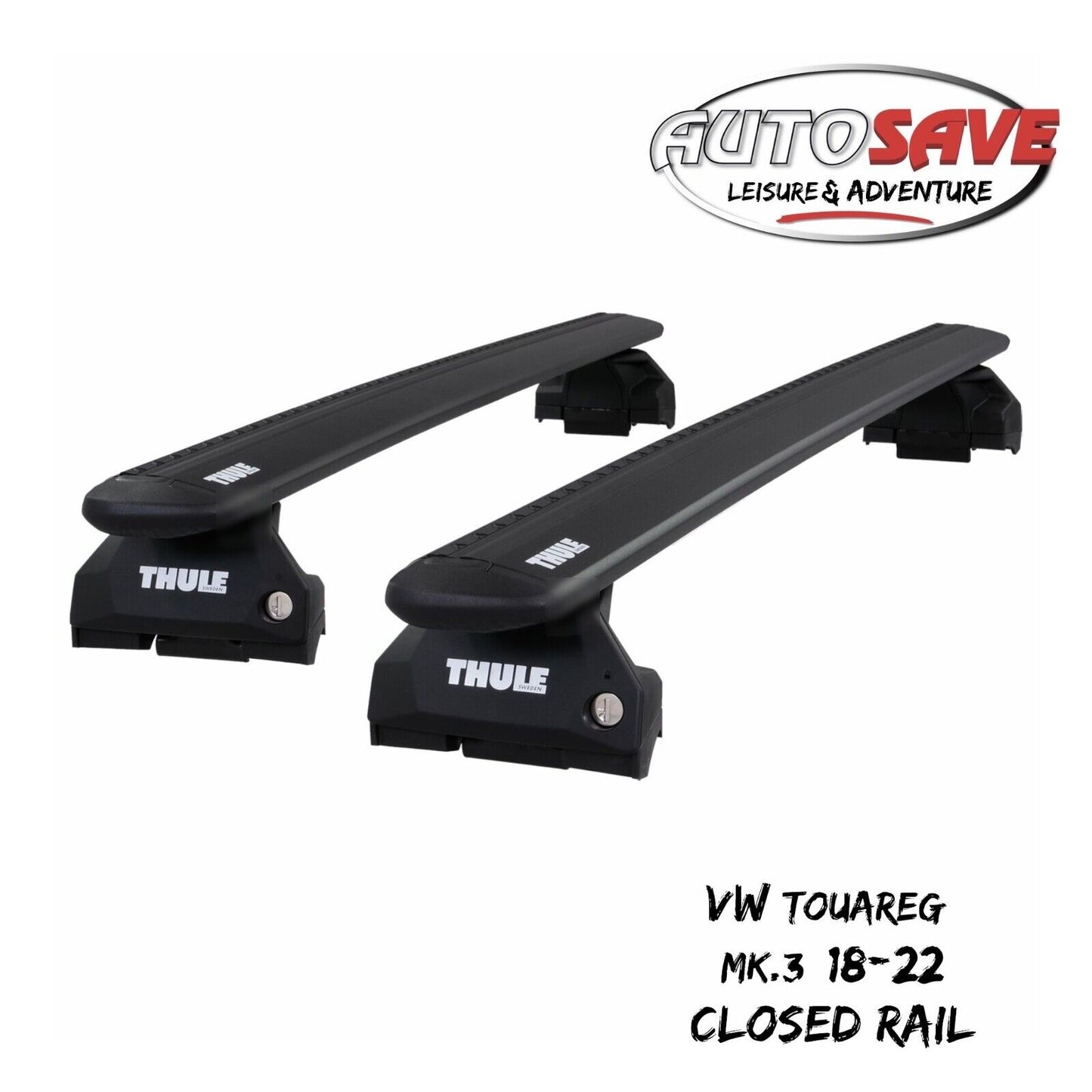 Thule Aluminium WingBar Evo Black Roof Bar Set VW Touareg Mk.3 18-22 Closed Rail