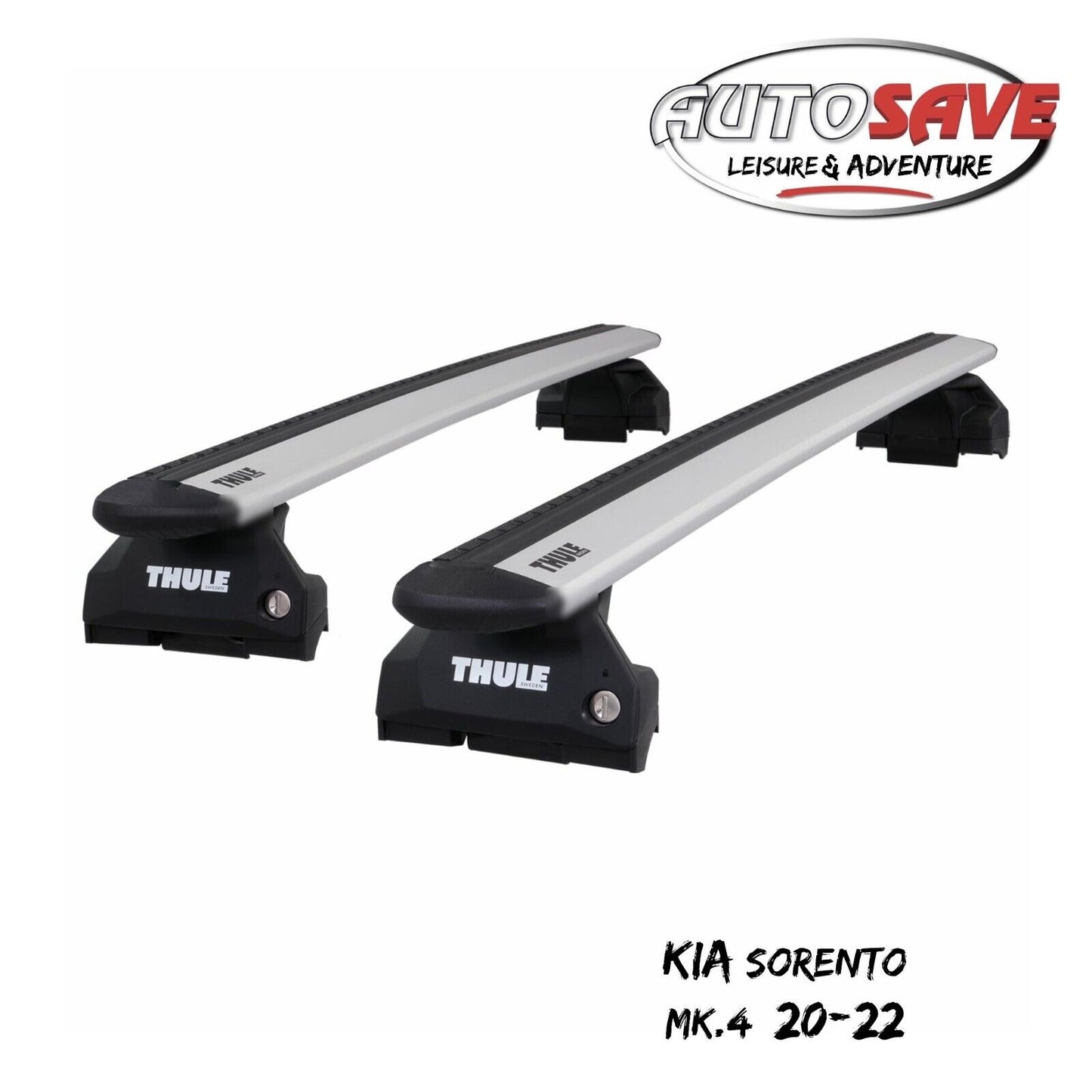 Thule Aluminium WingBar Evo Silver Roof Bars for Kia Sorento Mk.4 20-22 Rails