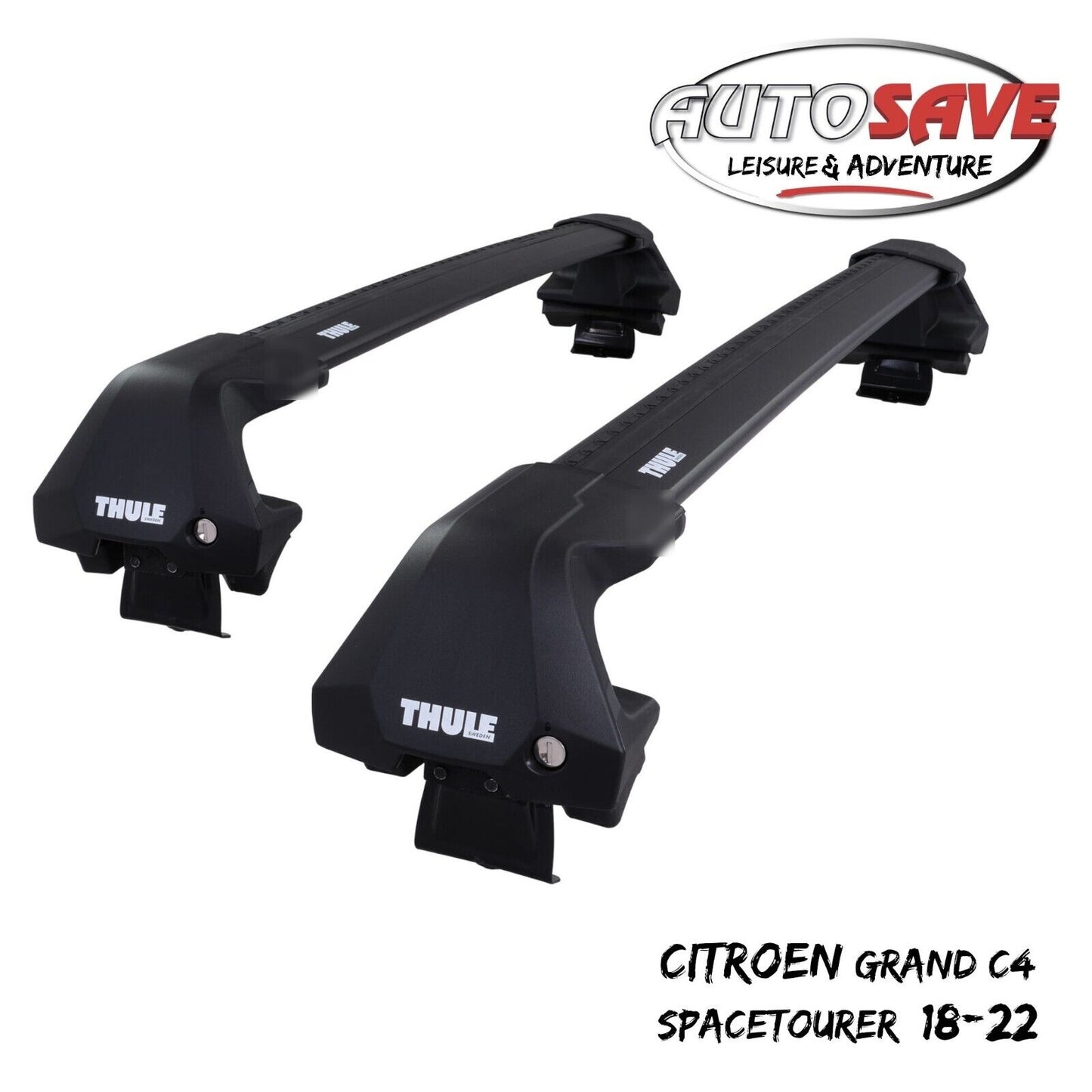 Thule WingBar Edge Black Roof Bars Set for Citroen Grand C4 SpaceTourer 18-22