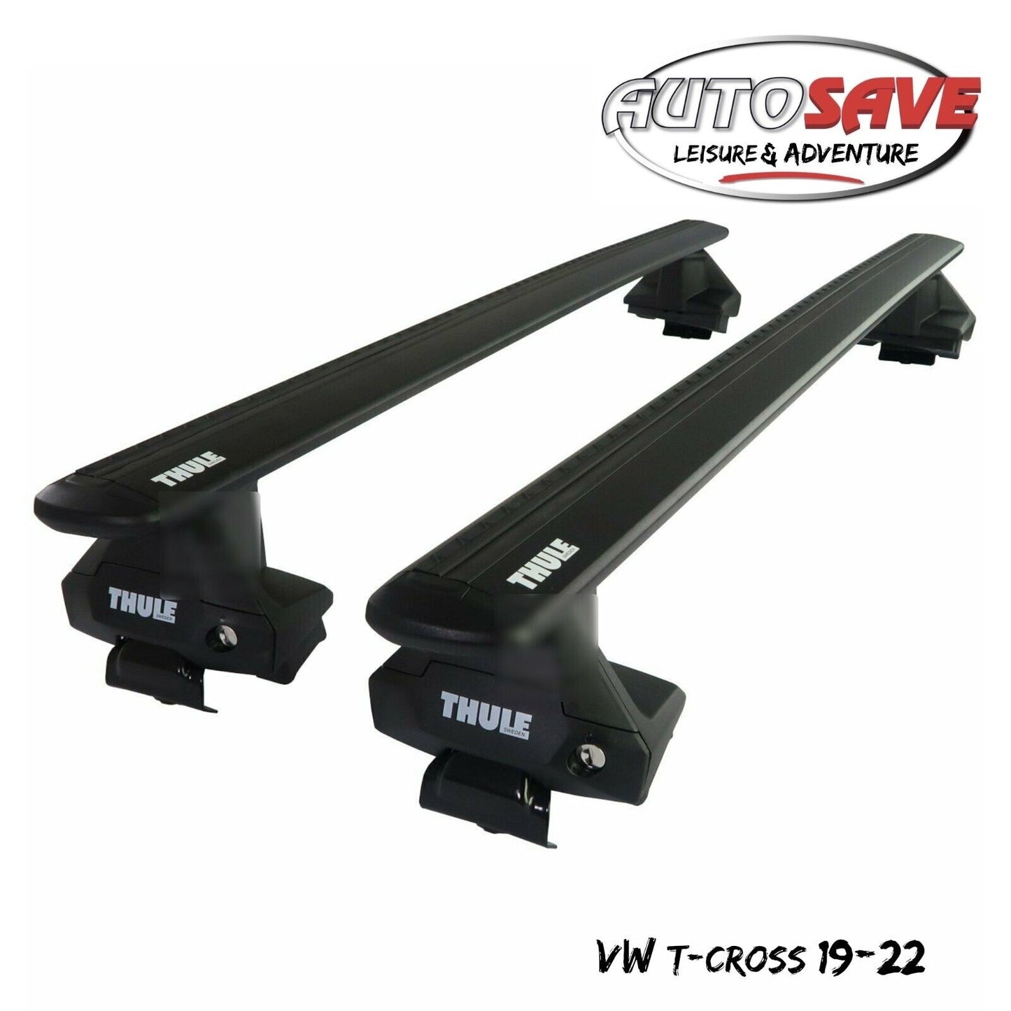 Thule Aluminum WingBar Evo Black Roof Bars Set to fit VW T-Cross 19-22 Lockable