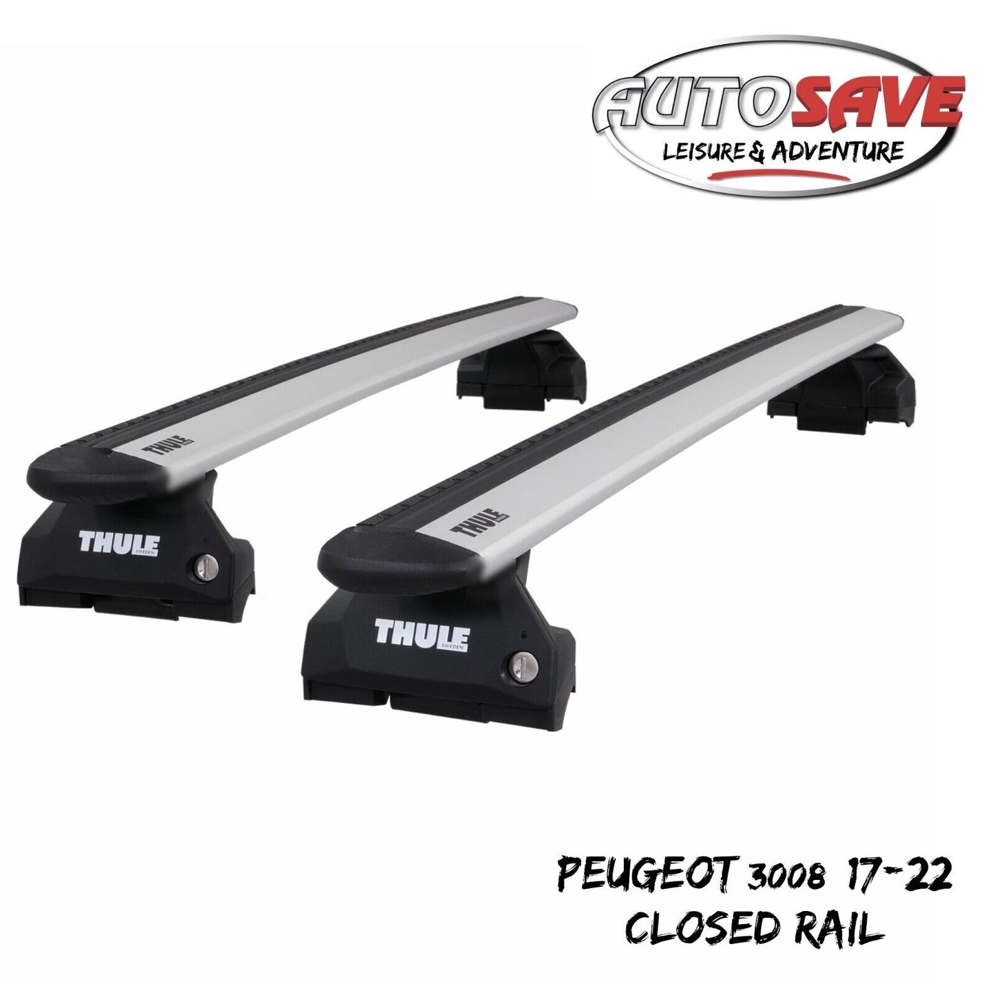 Thule Alu WingBar Evo Silver Roof Bars Set to fit Peugeot 3008 17-22 Closed Rail