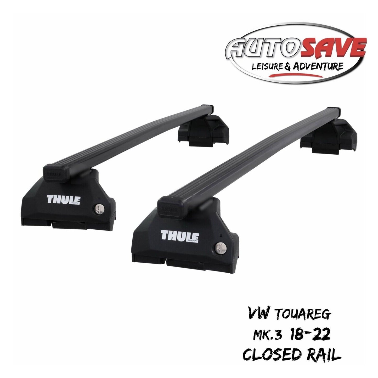 Thule Steel SquareBar Evo Roof Bars Set to fit VW Touareg Mk.3 18-22 Closed Rail