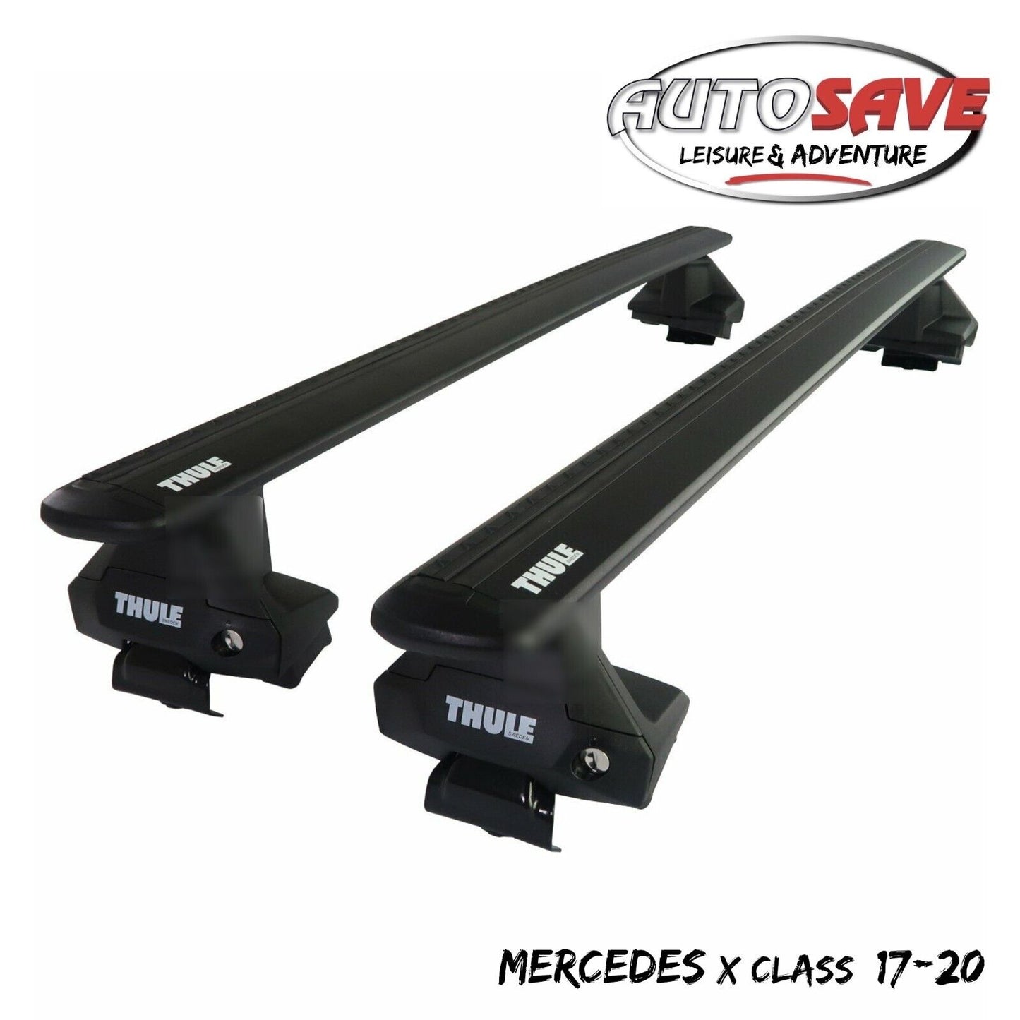 Thule Aluminium WingBar Evo Black Roof Bars Set to fit Mercedes X Class 17-20