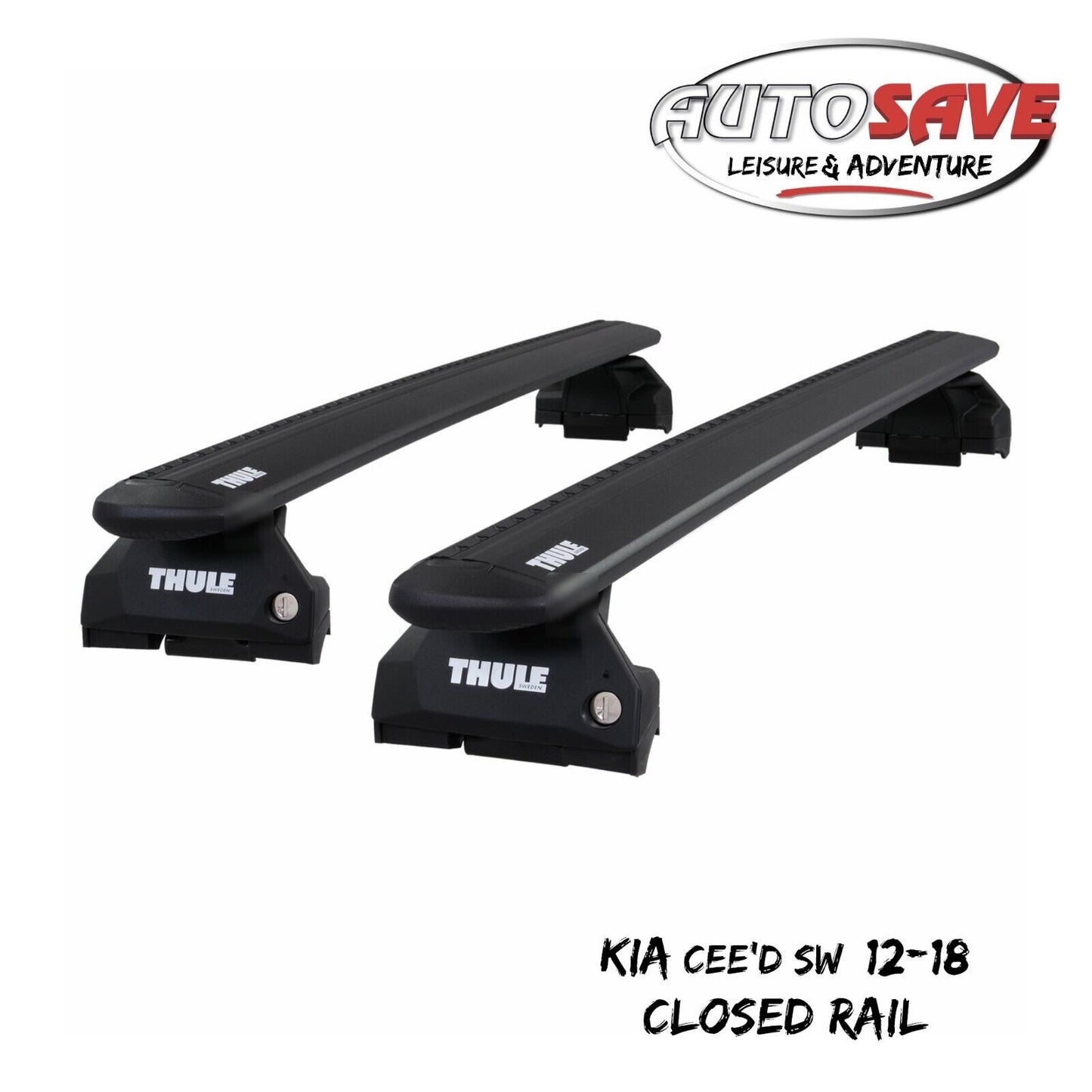 Thule Alu WingBar Evo Black Roof Bars Set to fit Kia Cee'd SW 12-18 Closed Rail