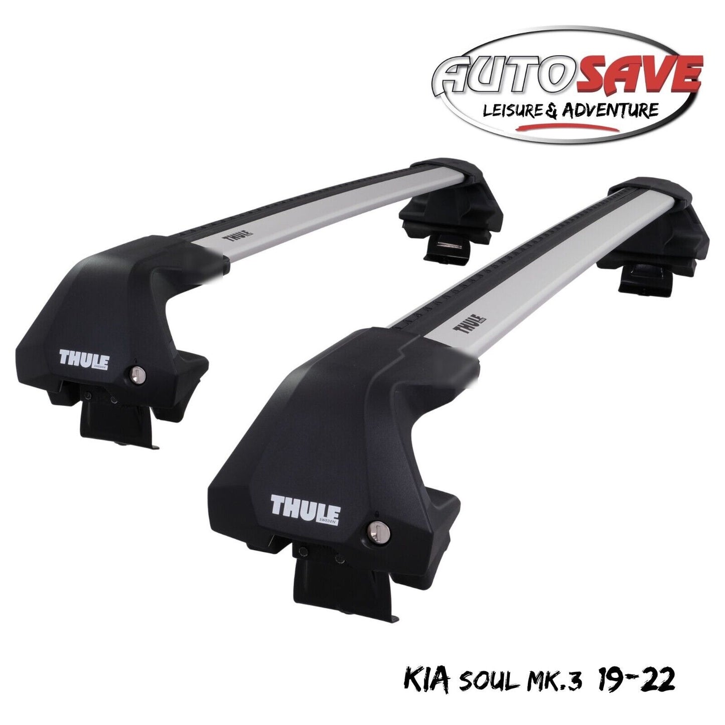 Thule WingBar Edge Silver Aluminium Roof Bars Set to fit Kia Soul Mk.3 19-22